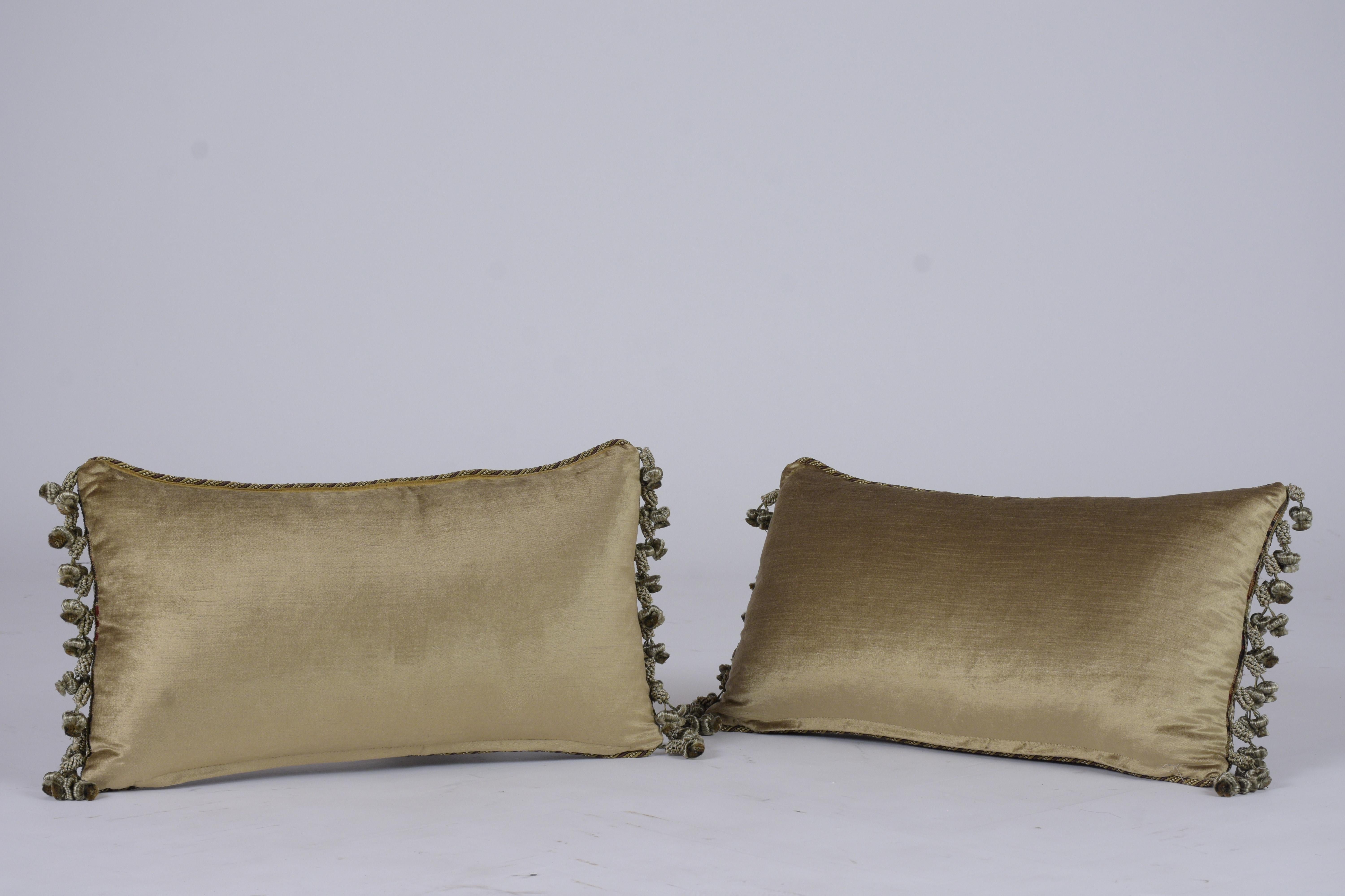 Early 20th Century Pair of Custom Antique Tapestry Accent Pillows