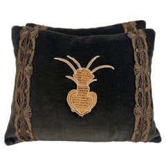 Pair of Custom Appliqué Pillows by MLA