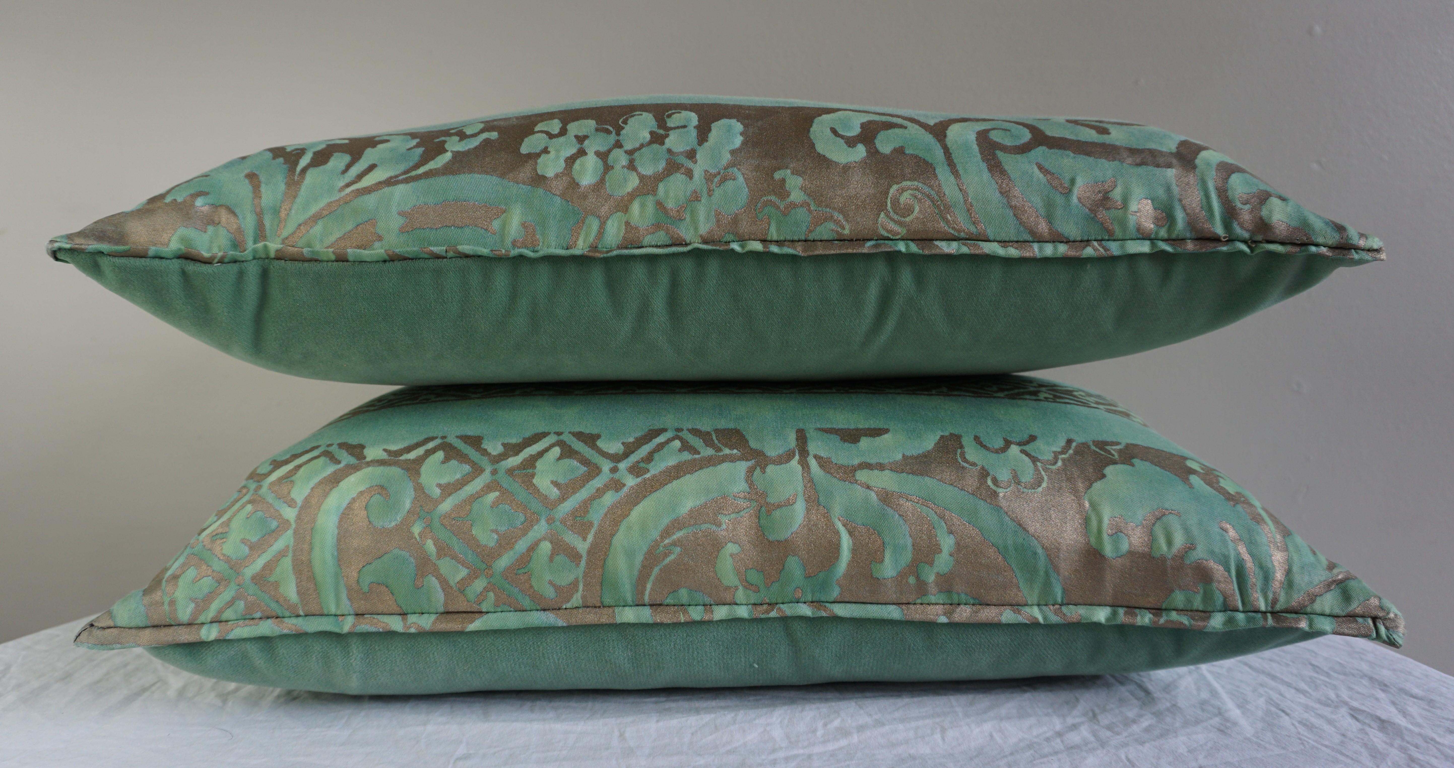 Rococo Pair of Custom Aqua Green Fortuny Pillows