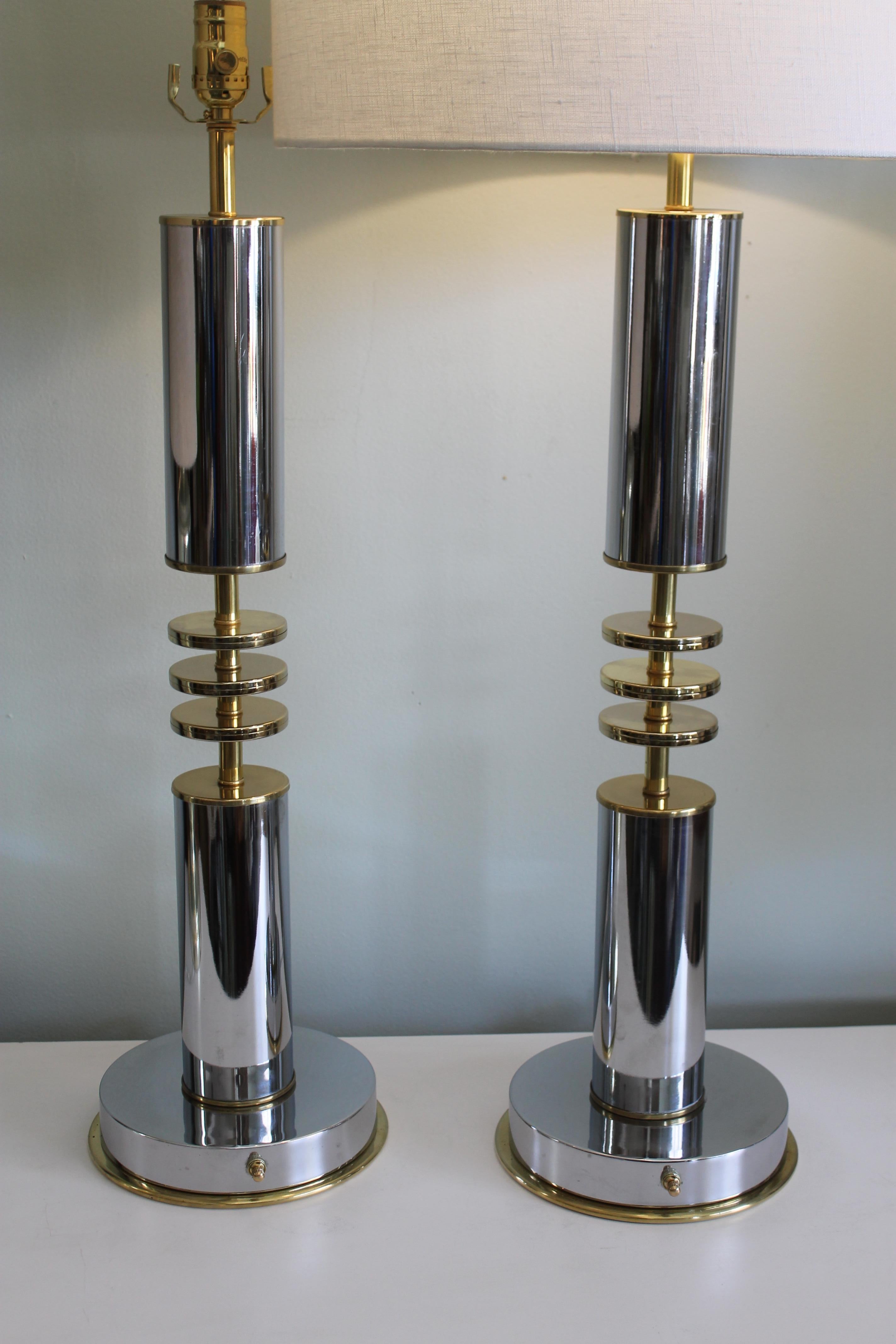 Pair of Custom Art Deco Style Lamps In Good Condition In Palm Springs, CA