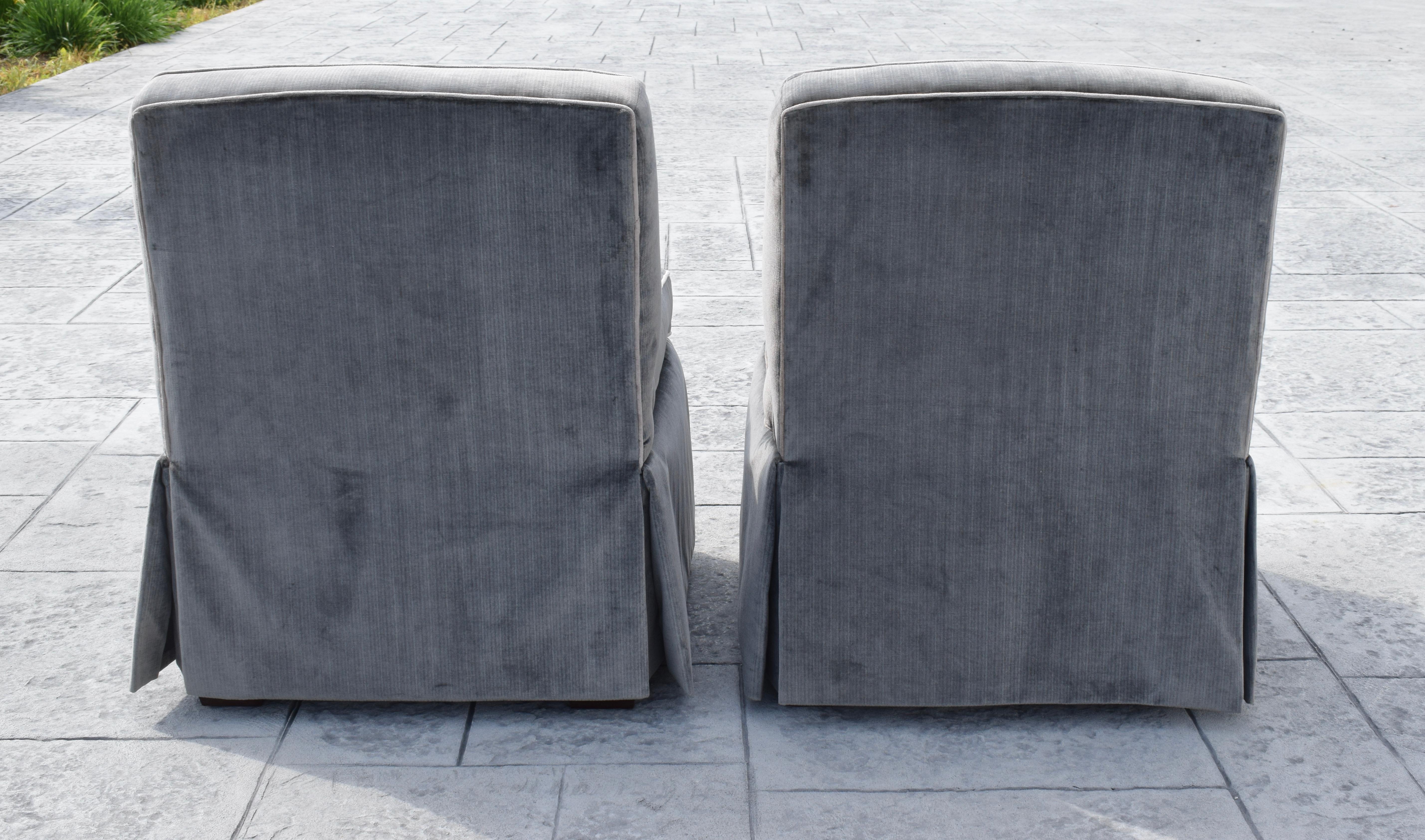 Modern Pair of Custom Billy Baldwin Style Slipper Chairs