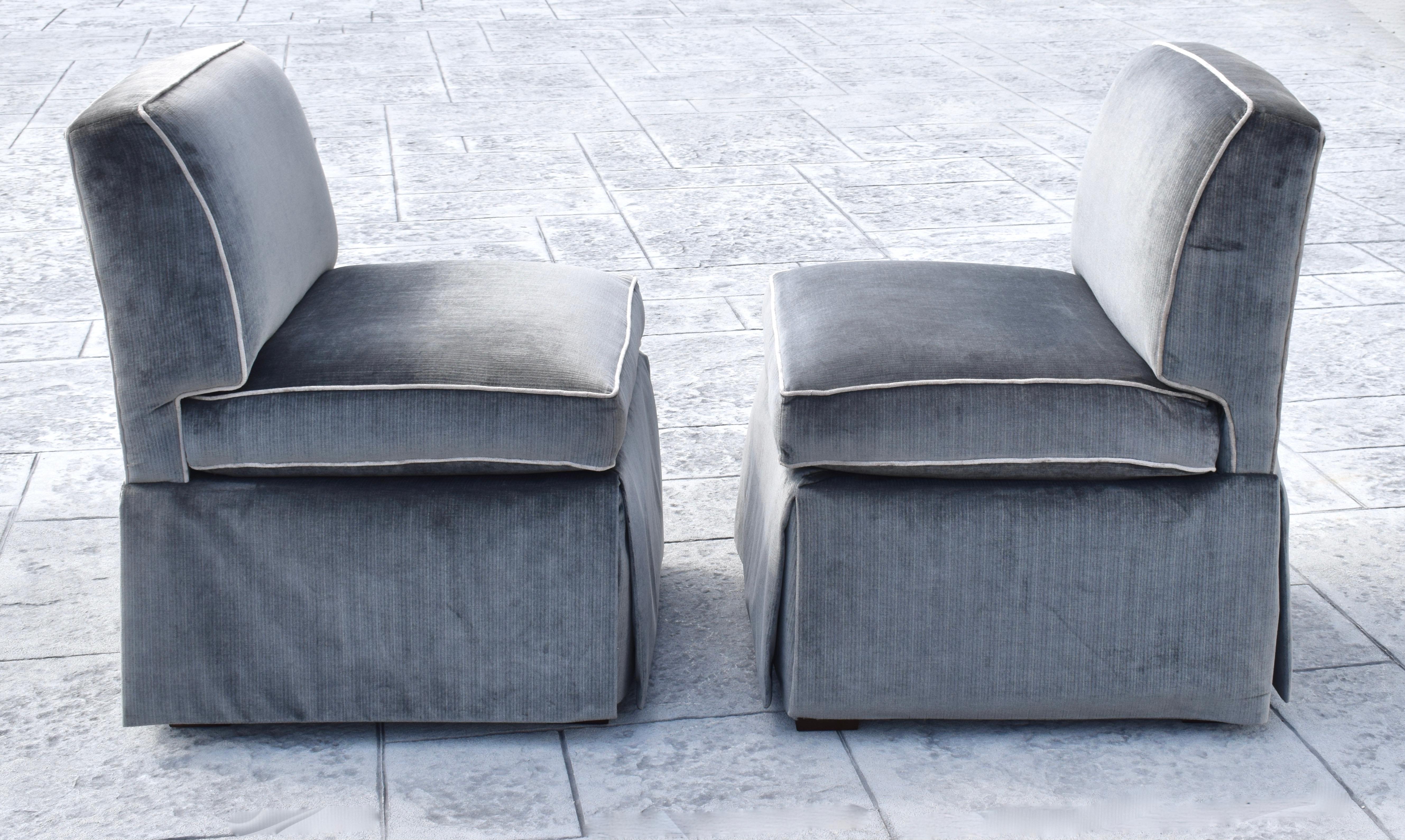 Contemporary Pair of Custom Billy Baldwin Style Slipper Chairs