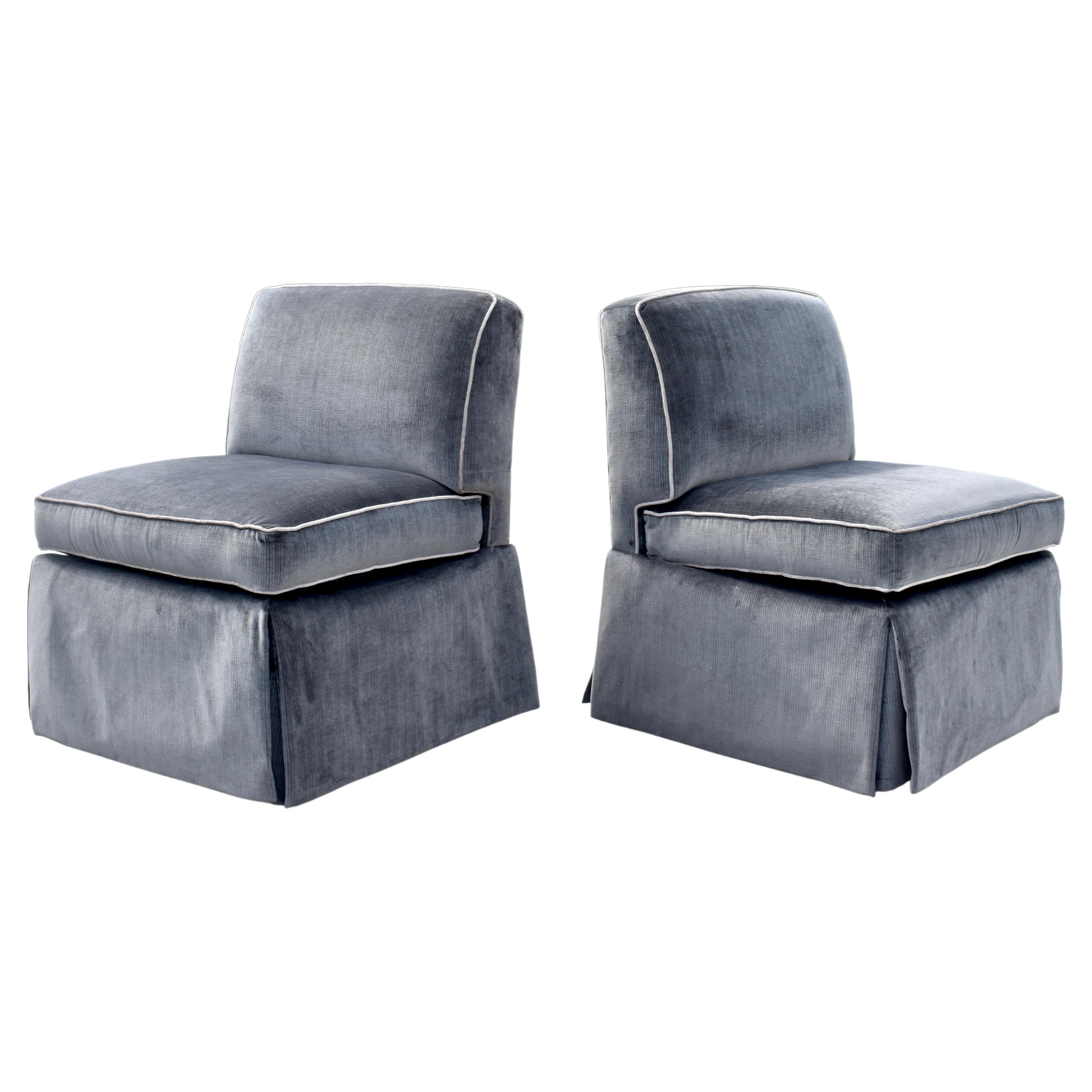 Pair of Custom Billy Baldwin Style Slipper Chairs