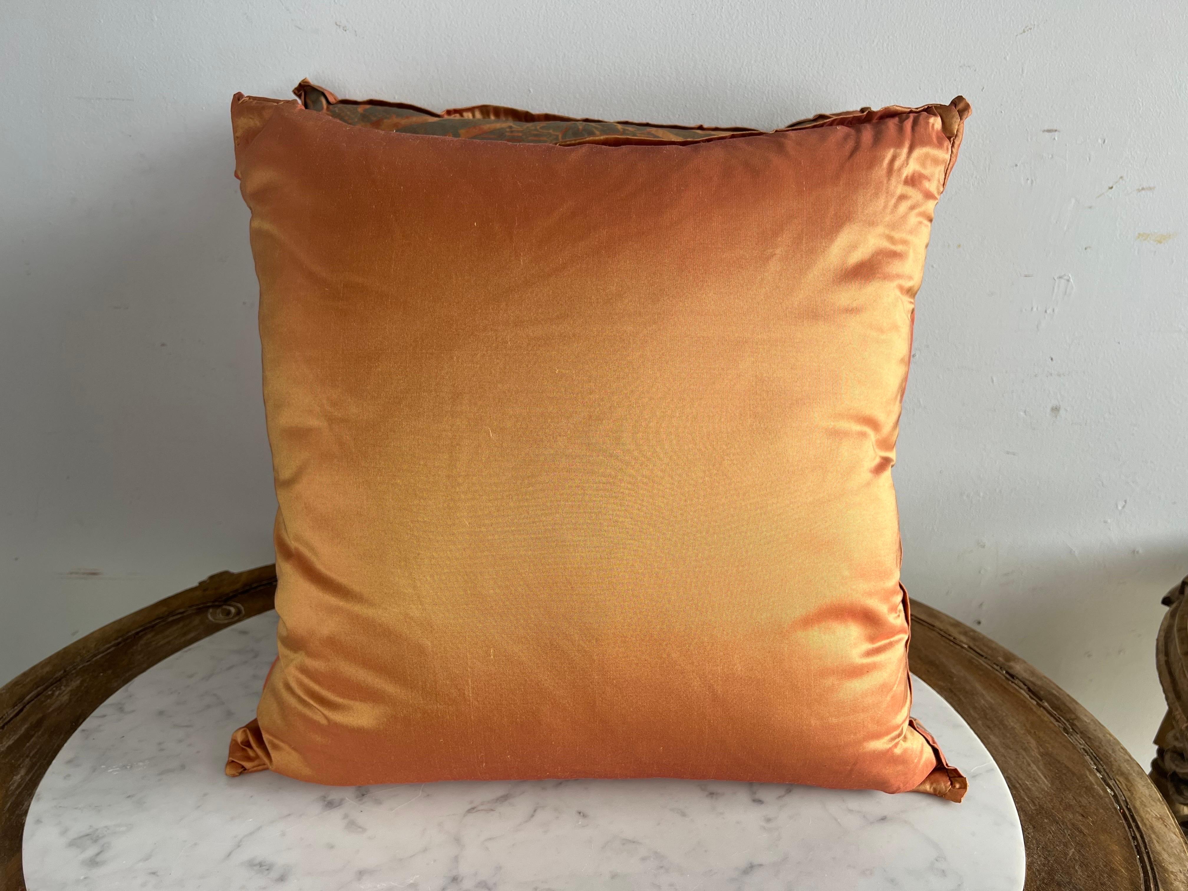Pair of Custom Bittersweet Colored Fortuny Pillows In Good Condition In Los Angeles, CA