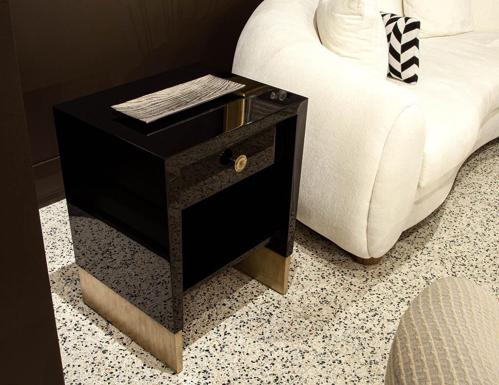 Pair of Custom Black Lacquered Nightstand End Tables 3