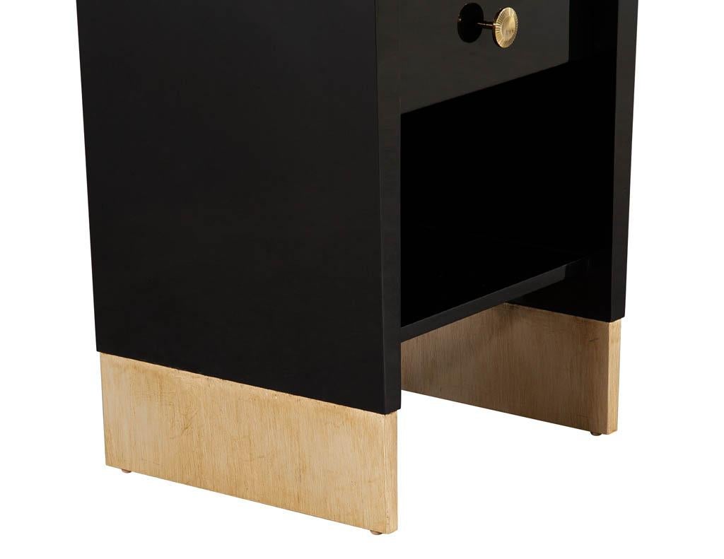 Contemporary Pair of Custom Black Lacquered Nightstand End Tables