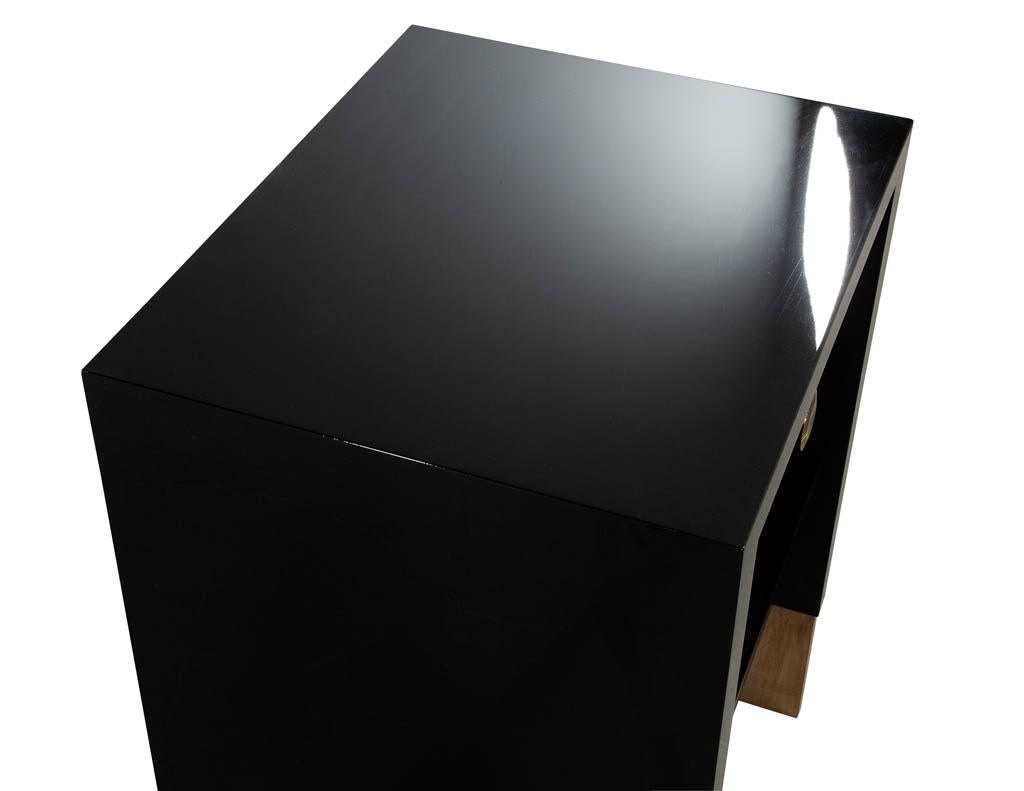Pair of Custom Black Lacquered Nightstand End Tables 1
