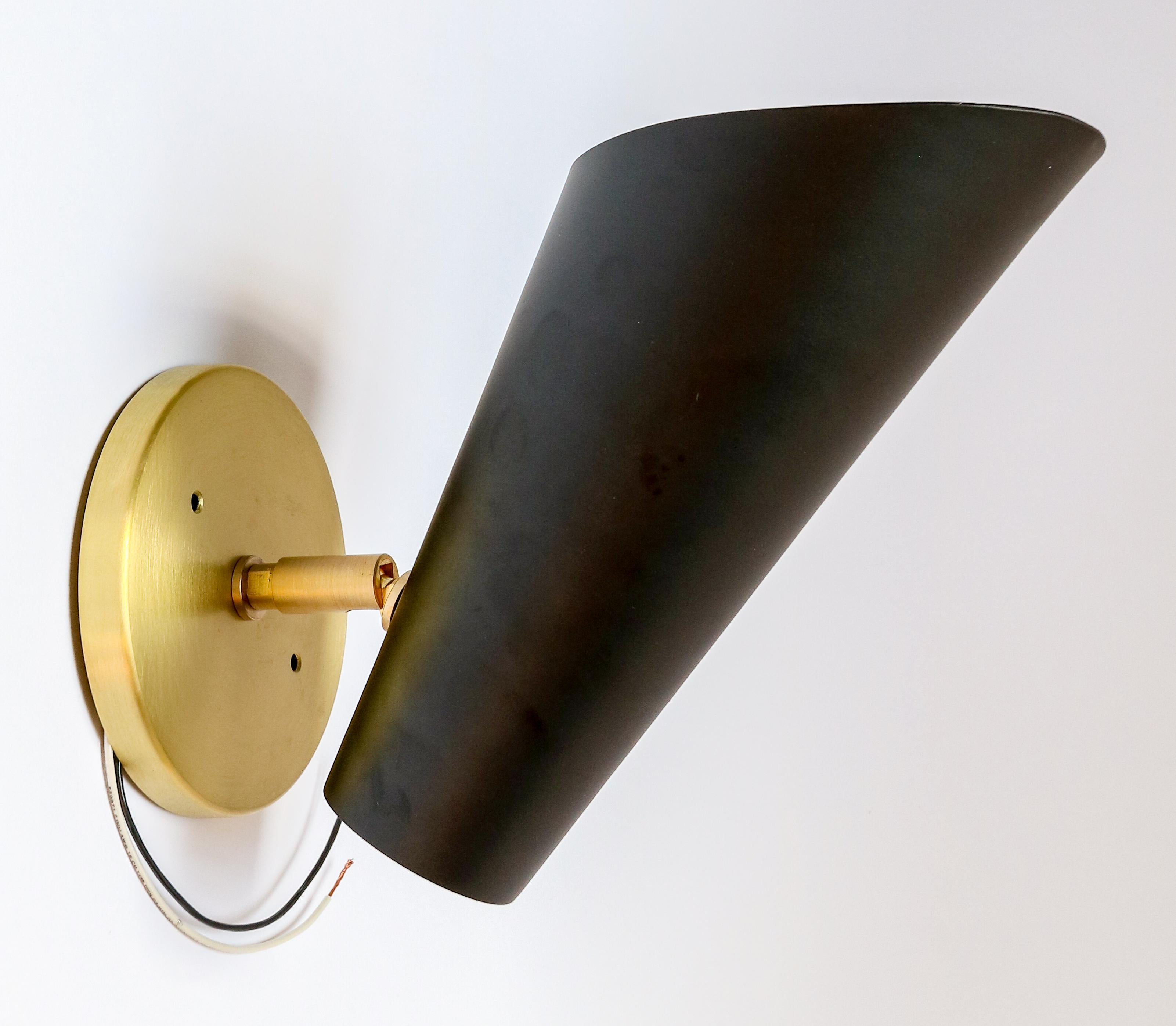 Pair of Custom Black Metal Cone Midcentury Style Sconces by Adesso Imports For Sale 8