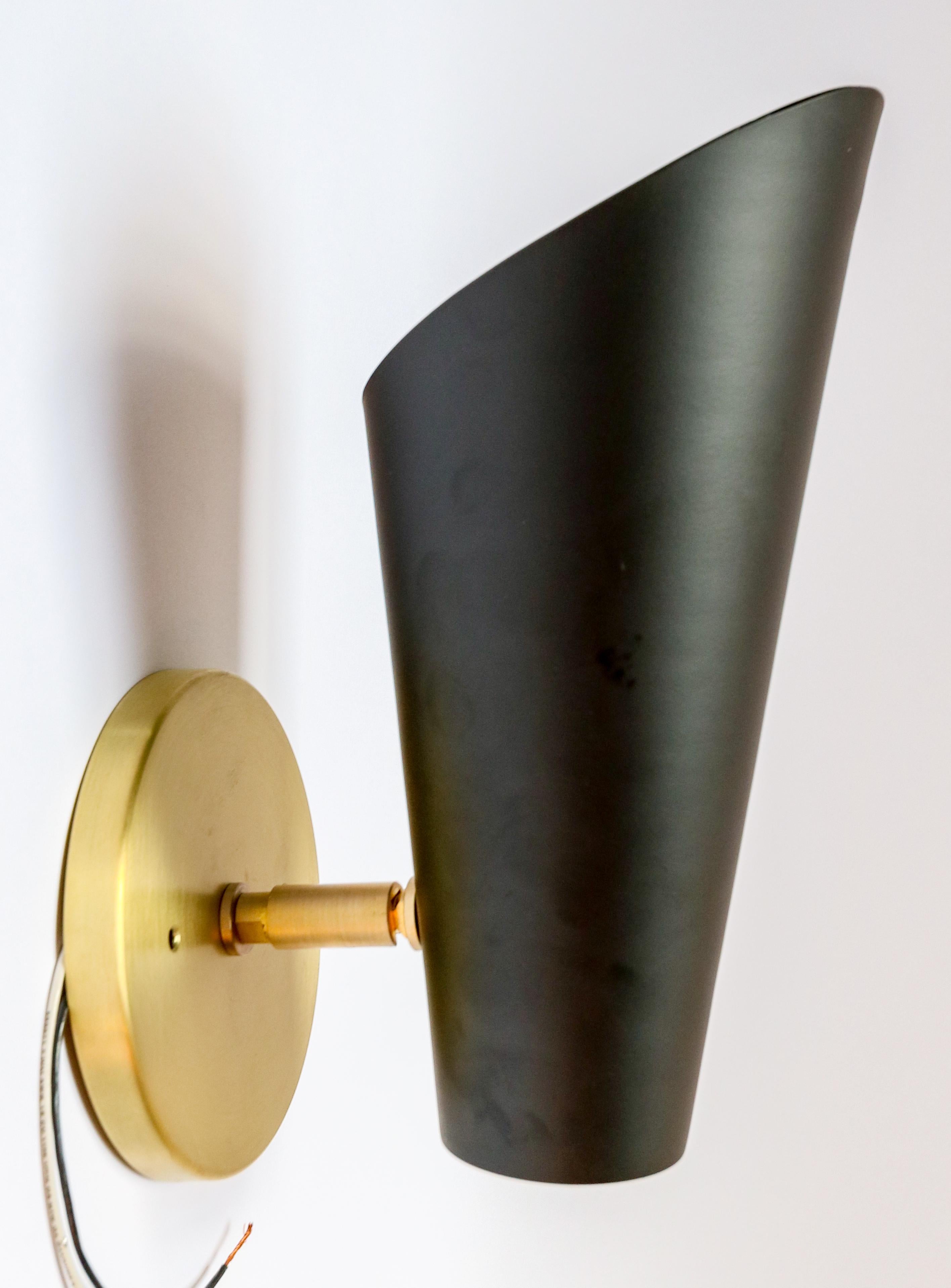 Pair of Custom Black Metal Cone Midcentury Style Sconces by Adesso Imports For Sale 10