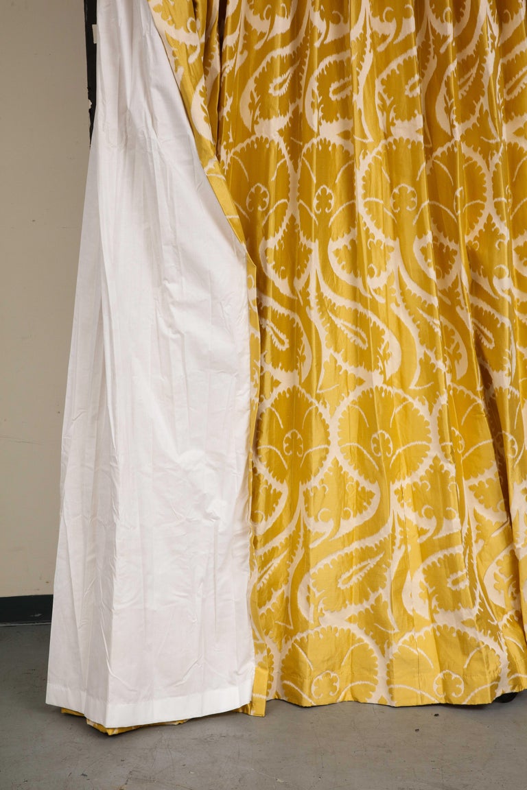 Pair of Custom Blackout Drapes in Pierre Frey Sidonia Girasole For Sale 4