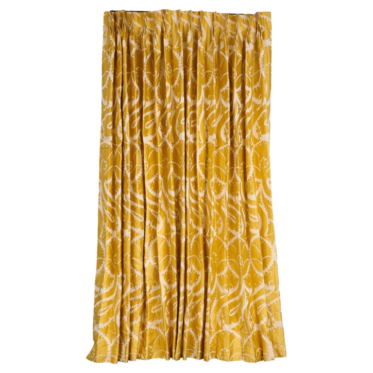 Pair of Custom Blackout Drapes in Pierre Frey Sidonia Girasole For Sale