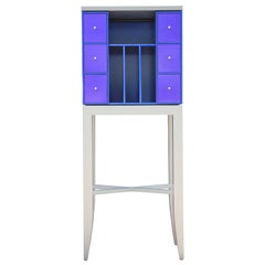 Pair of Custom Blue and Grey Industrial Postmodern Cabinets / Display Cases