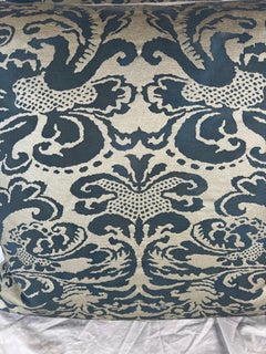 Pair of Custom Mariano Fortuny Pillows, Acanthus Print, Velvet Back