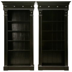 Pair of Custom Bookcases Black Hand Painted Finish in Any Dimension or Finish