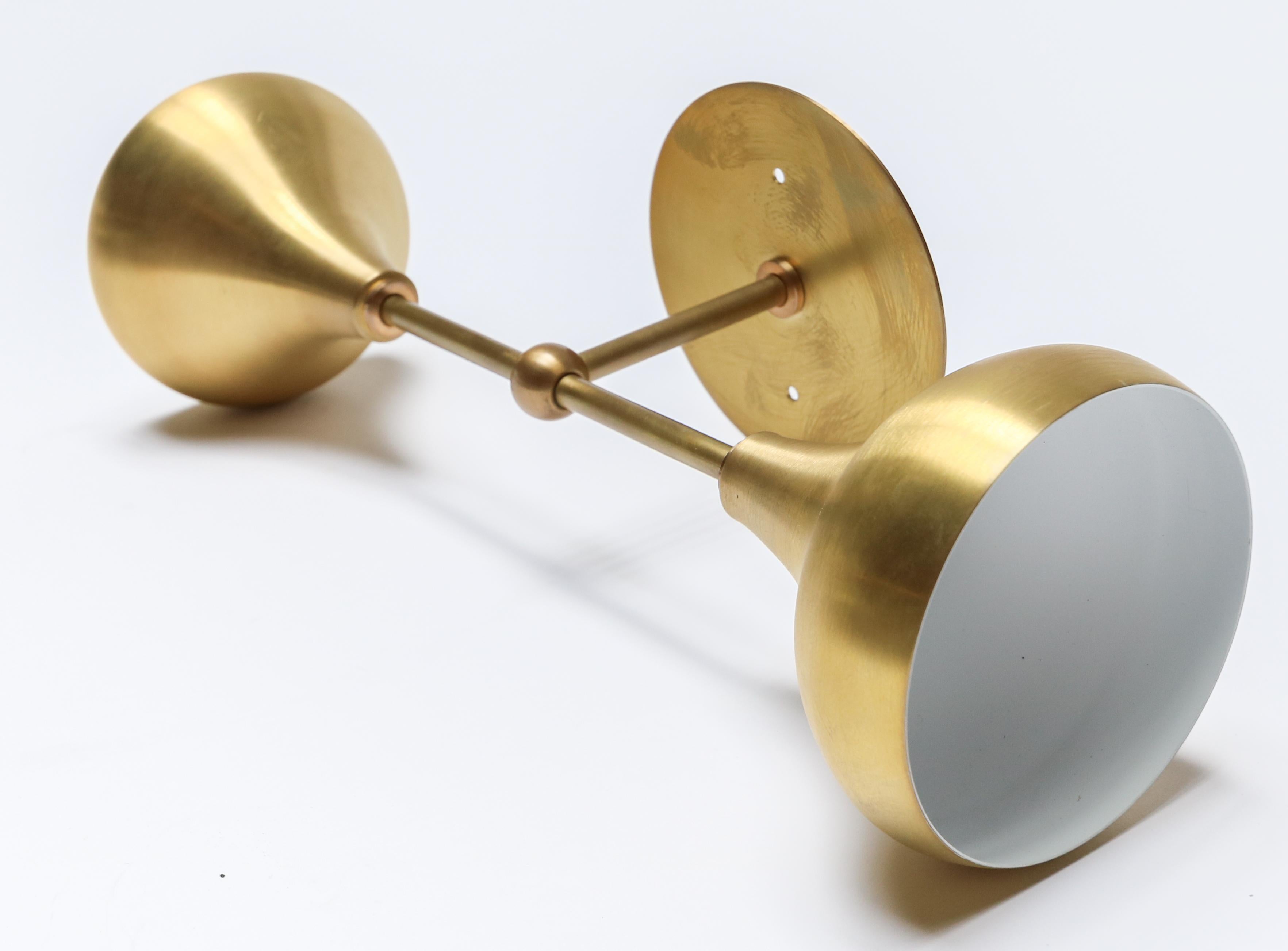 Pair of Custom Brass Double Head Midcentury Style Sconces by Adesso Imports For Sale 6