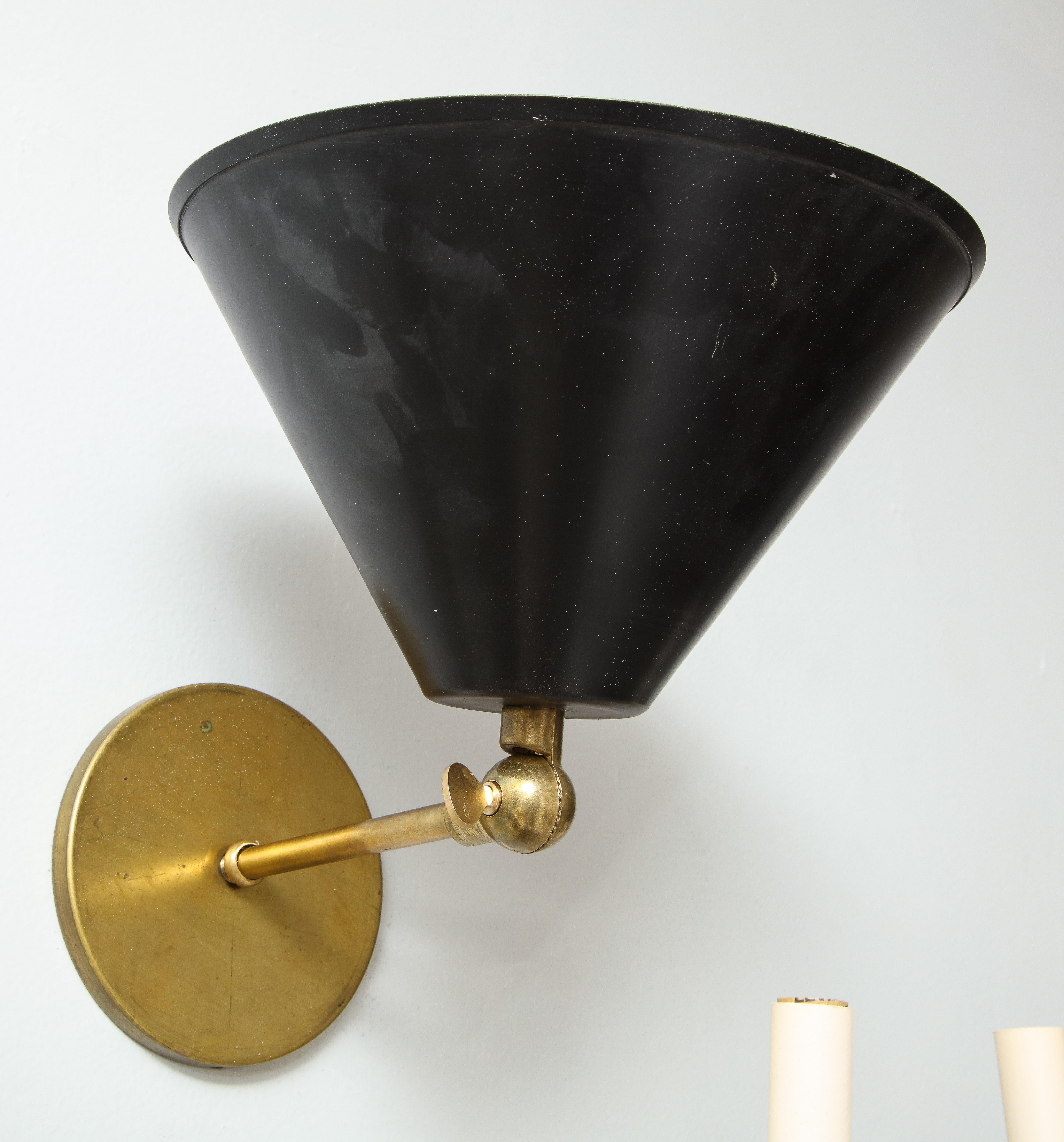 American Pair of Custom Brass Sconces Inspired by Midcentury Design For Sale