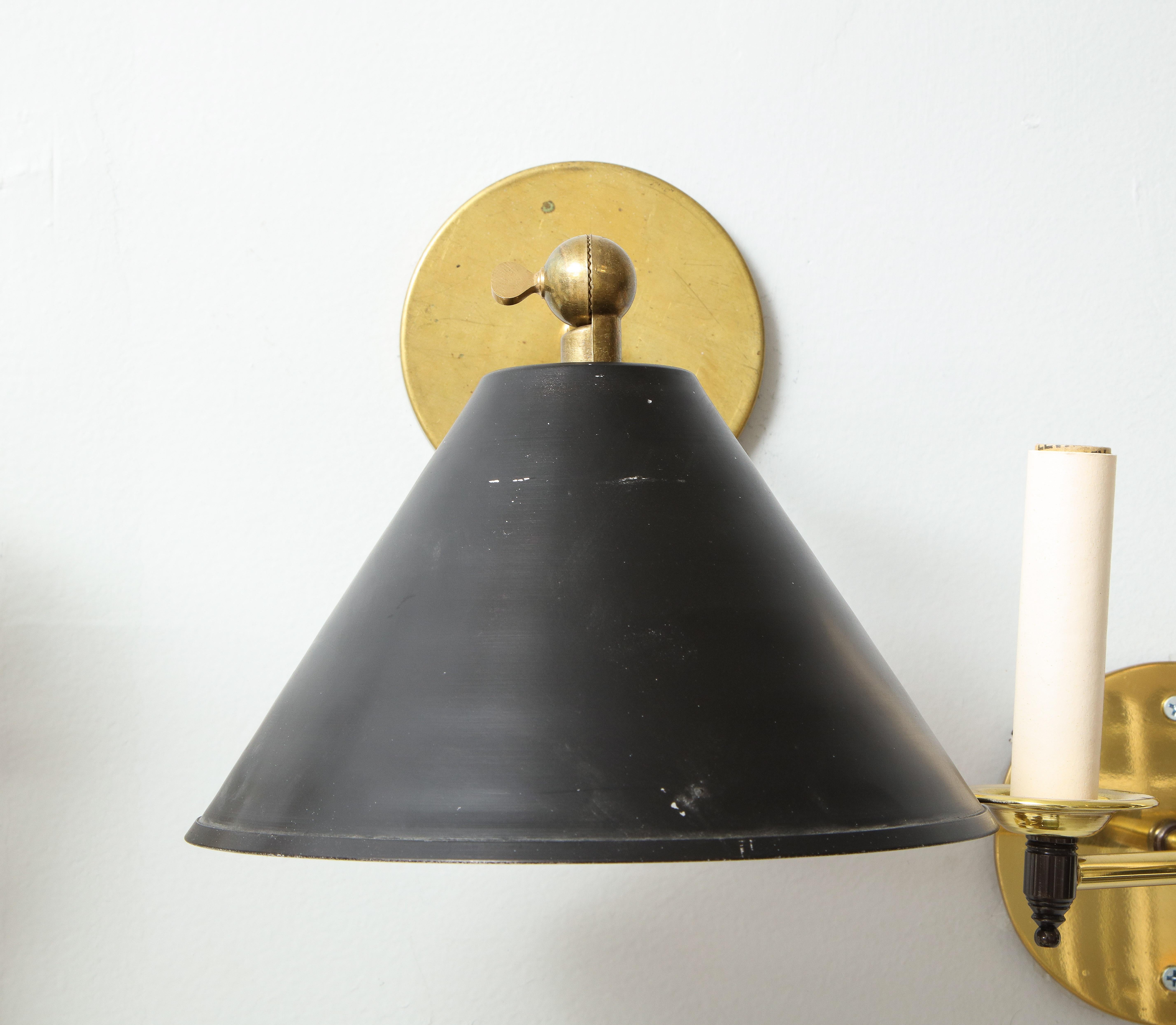 Pair of Custom Brass Sconces Inspired by Midcentury Design In New Condition For Sale In New York, NY