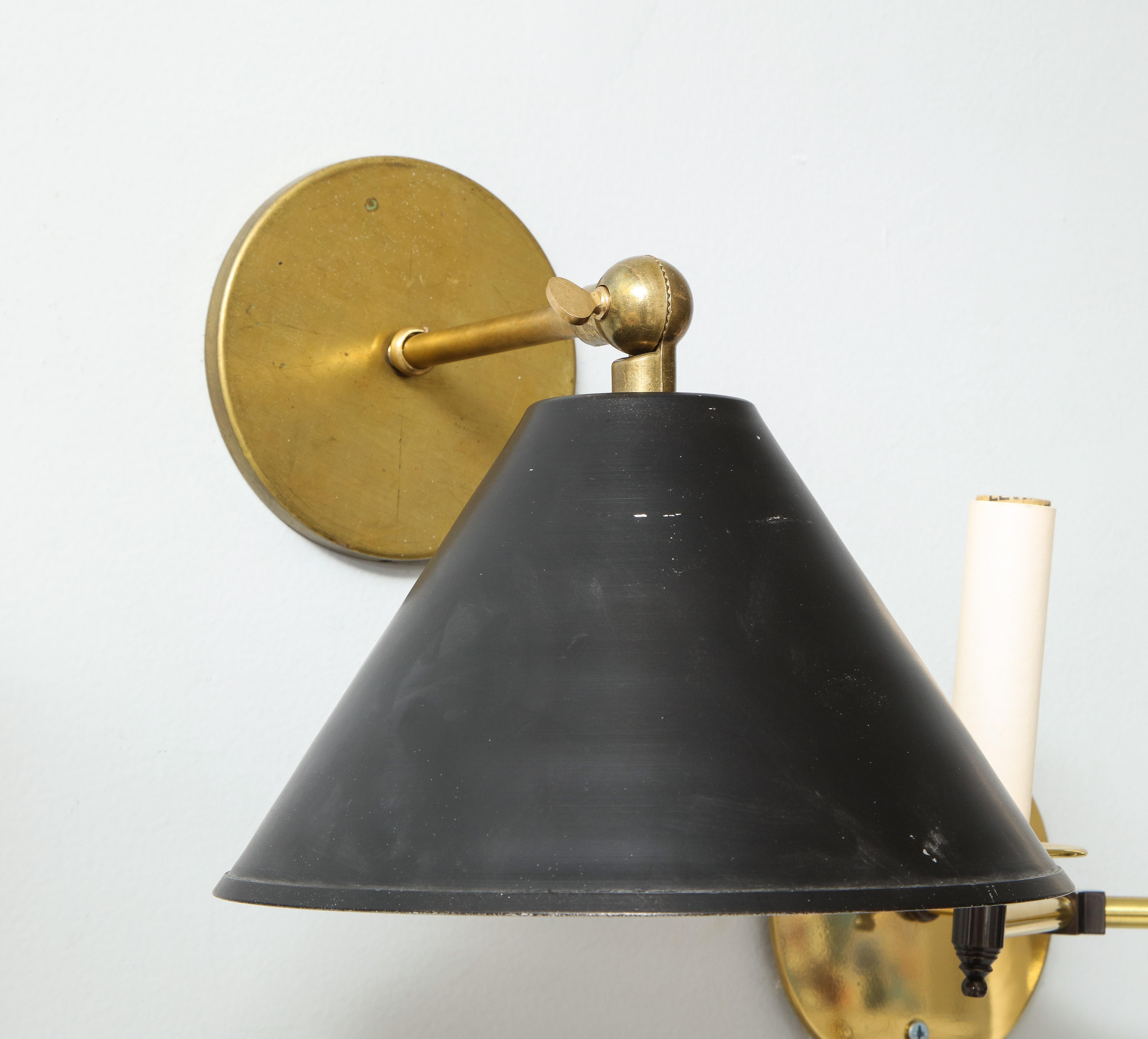 Contemporary Pair of Custom Brass Sconces Inspired by Midcentury Design For Sale