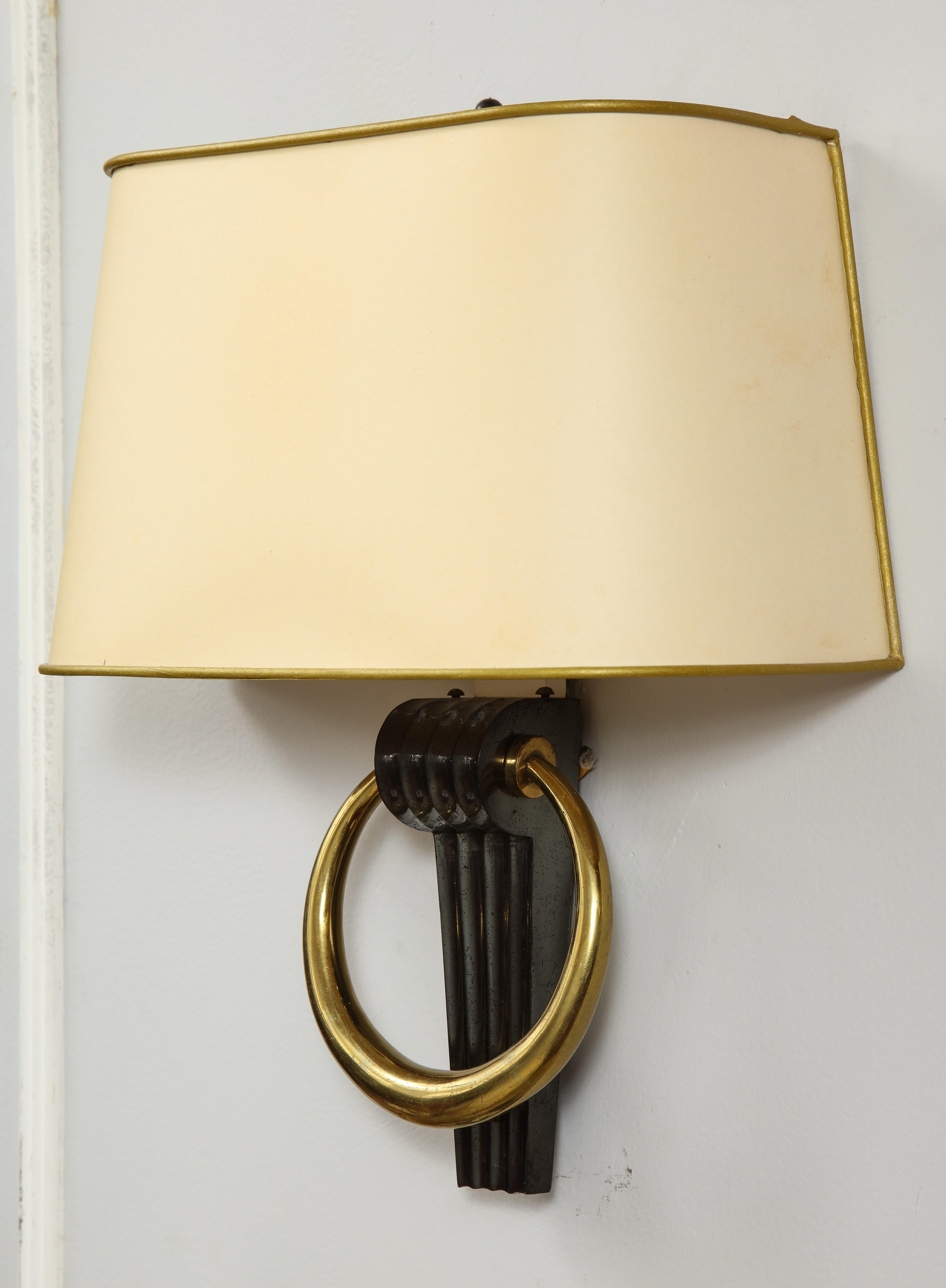 Contemporary Pair of Custom Bronze Sconces in the French 1940s Manner For Sale