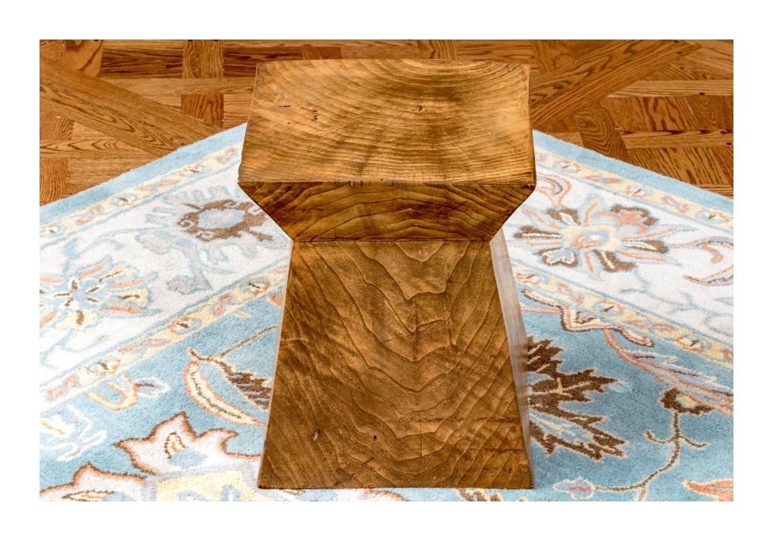 Pair Of Custom Carved Solid Pedestal Tables By Ian Ingersoll For Sale 5
