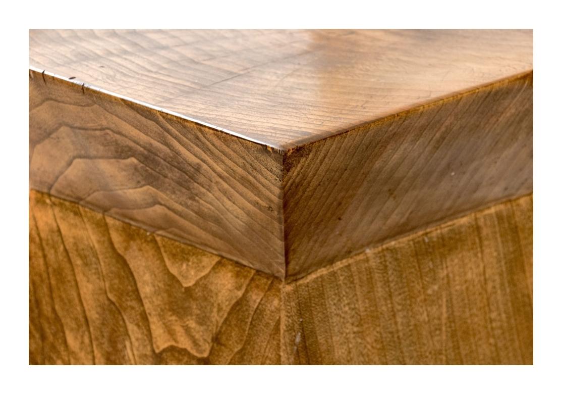 Pair Of Custom Carved Solid Pedestal Tables By Ian Ingersoll For Sale 6
