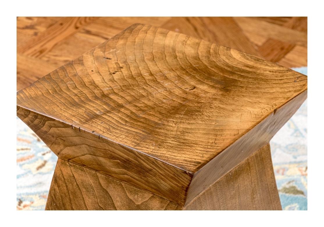 Pair Of Custom Carved Solid Pedestal Tables By Ian Ingersoll For Sale 7