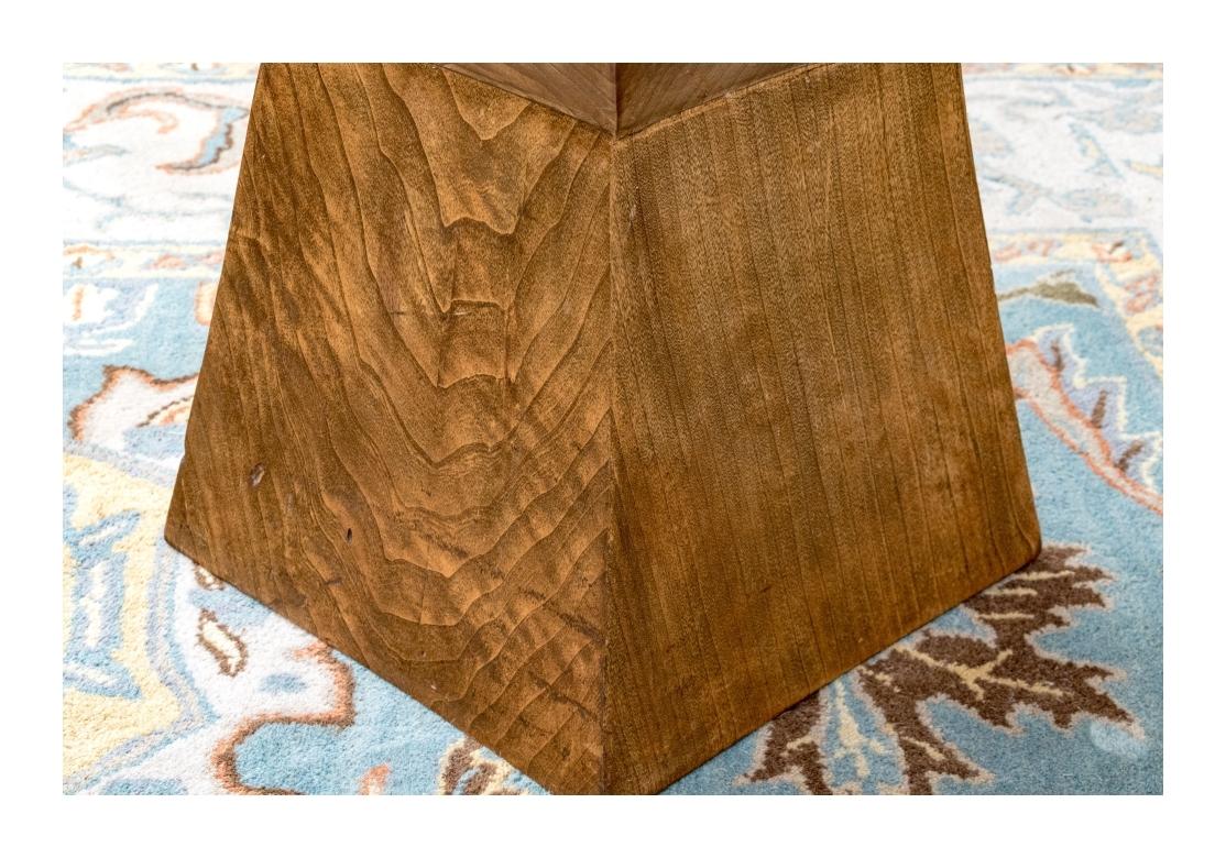 Pair Of Custom Carved Solid Pedestal Tables By Ian Ingersoll For Sale 11
