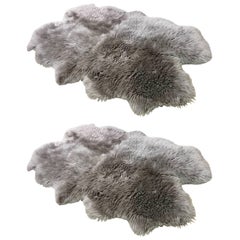 Pair of Custom Charcoal Sheepskin Rugs
