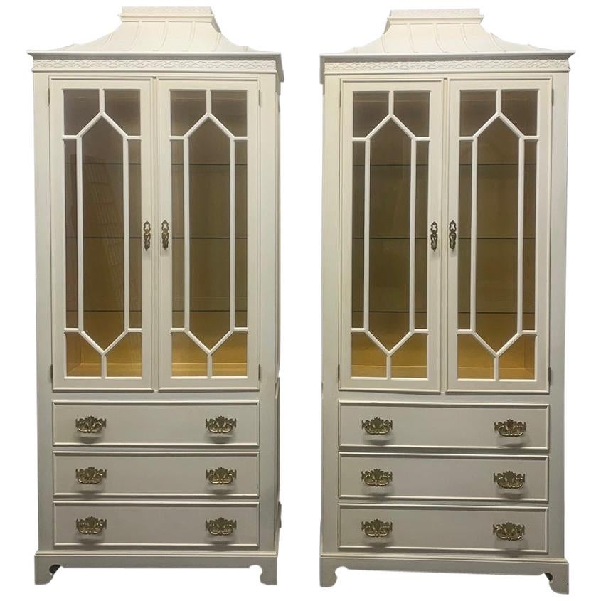 Pair of Custom Chinoiserie Style Cabinets For Sale