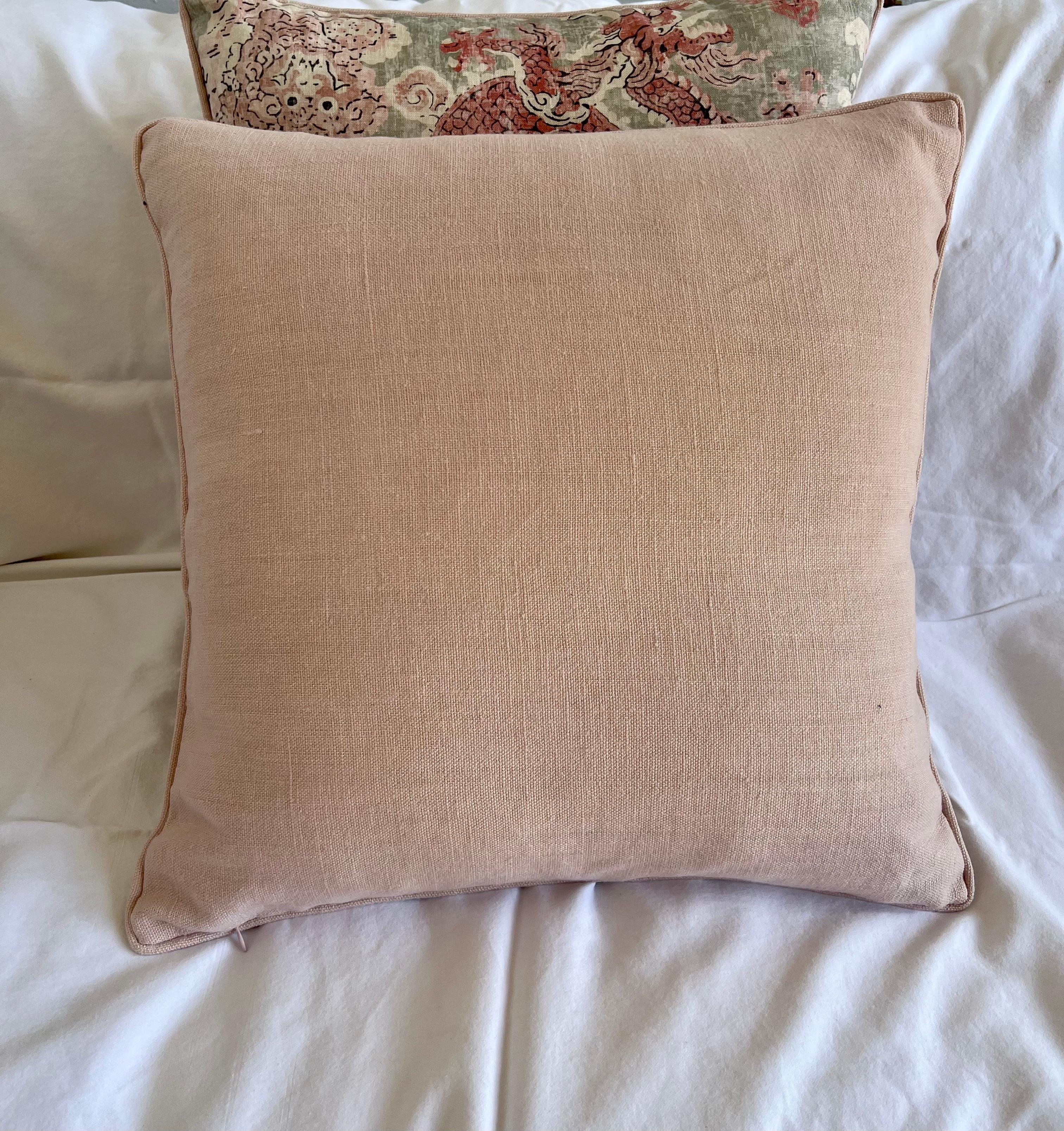 Cotton Pair of Custom Chinoiserie Style Pillows