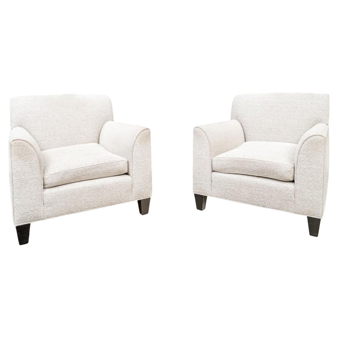 Pair Of Custom Club Chairs Upholstered In J. Robert Scott Chenille Fabric For Sale