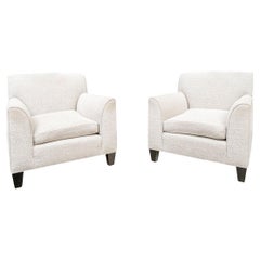 Pair Of Custom Club Chairs Upholstered In J. Robert Scott Chenille Fabric