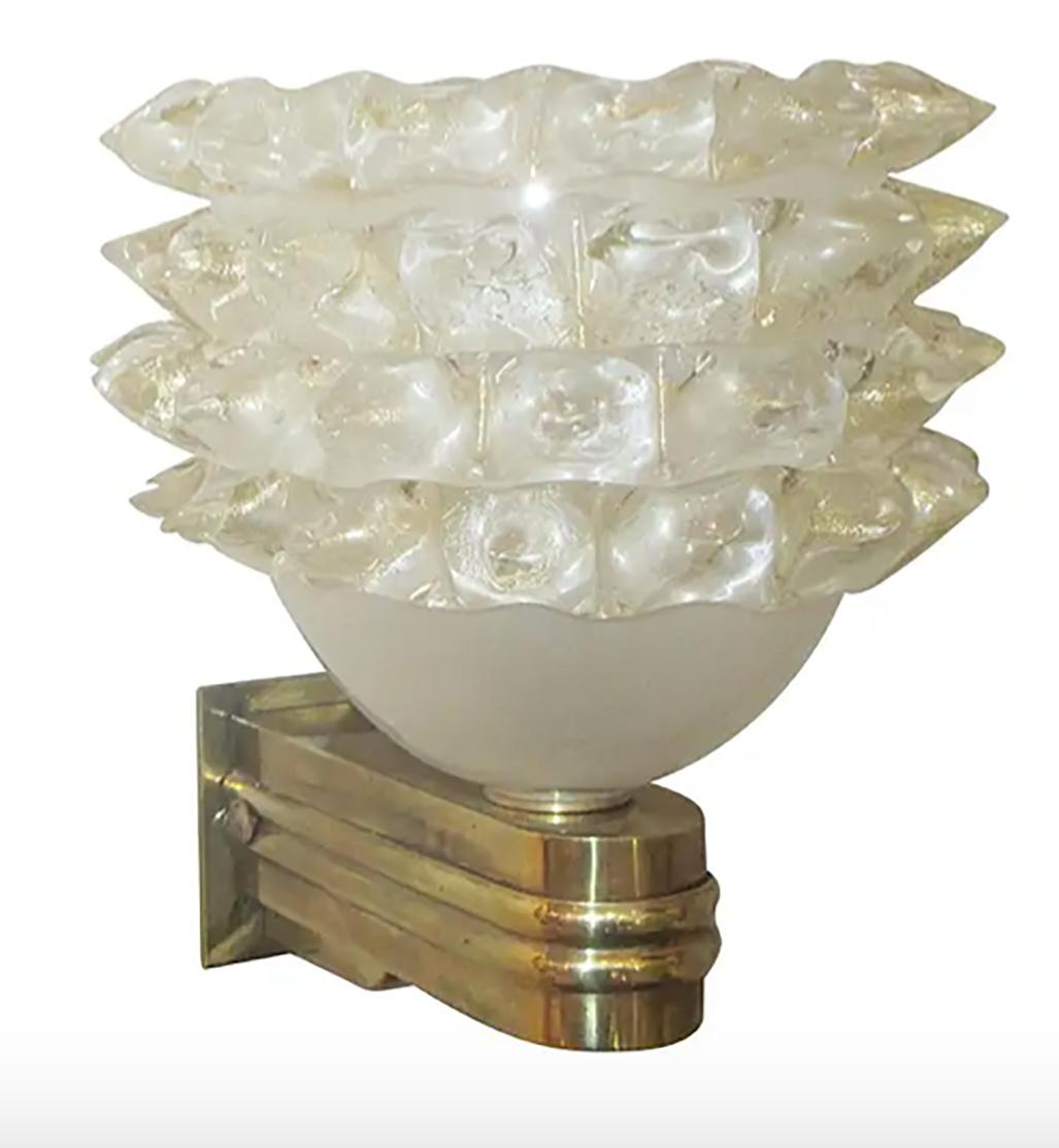 Pair of Custom contemporary Barovier Toso Murano sconces. 
Please note that these sconces are made to order. Lead Time is 8-12 weeks.