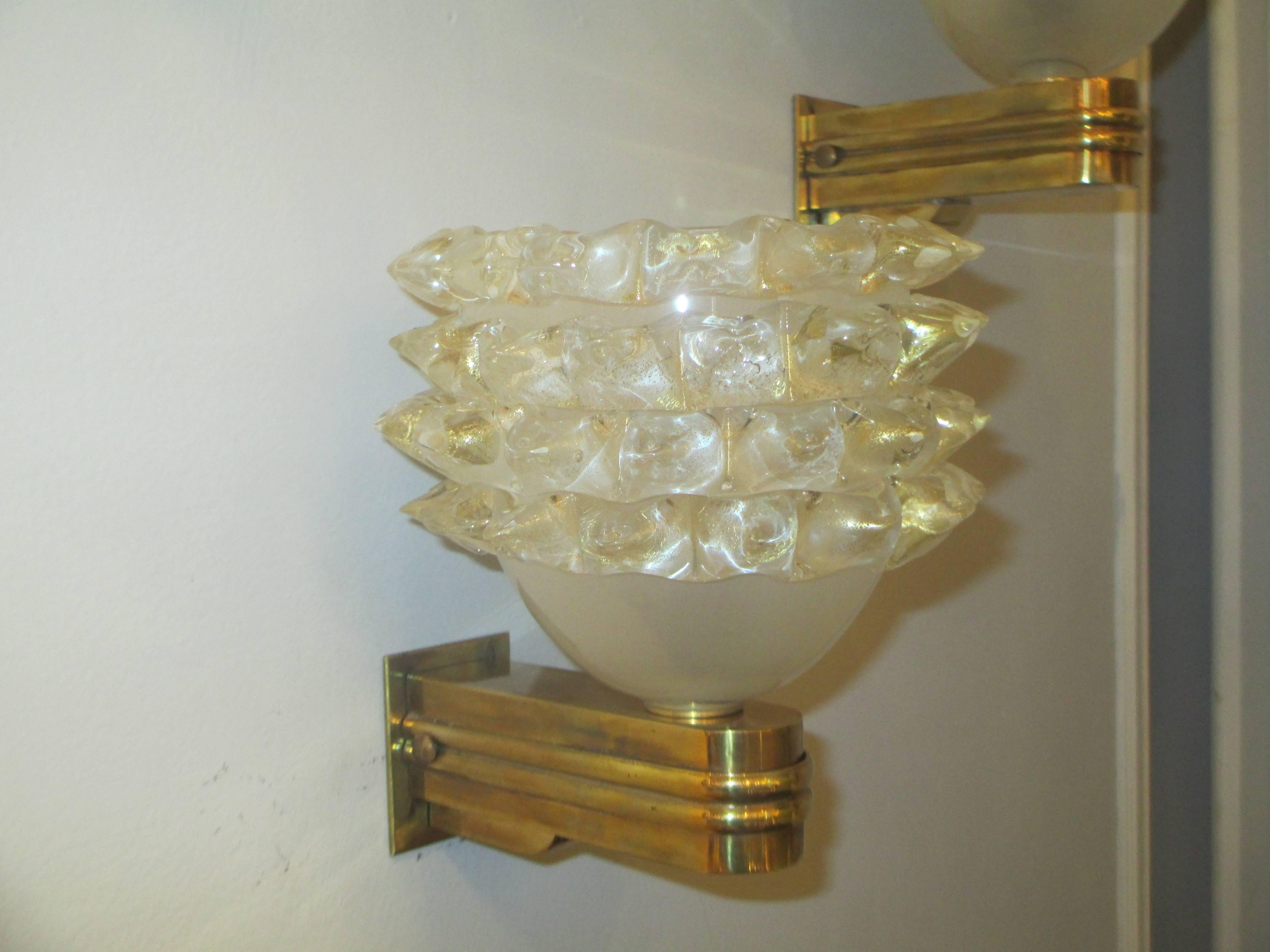 Moderno Pair of Custom Contemporary Barovier Toso Murano Sconces in vendita