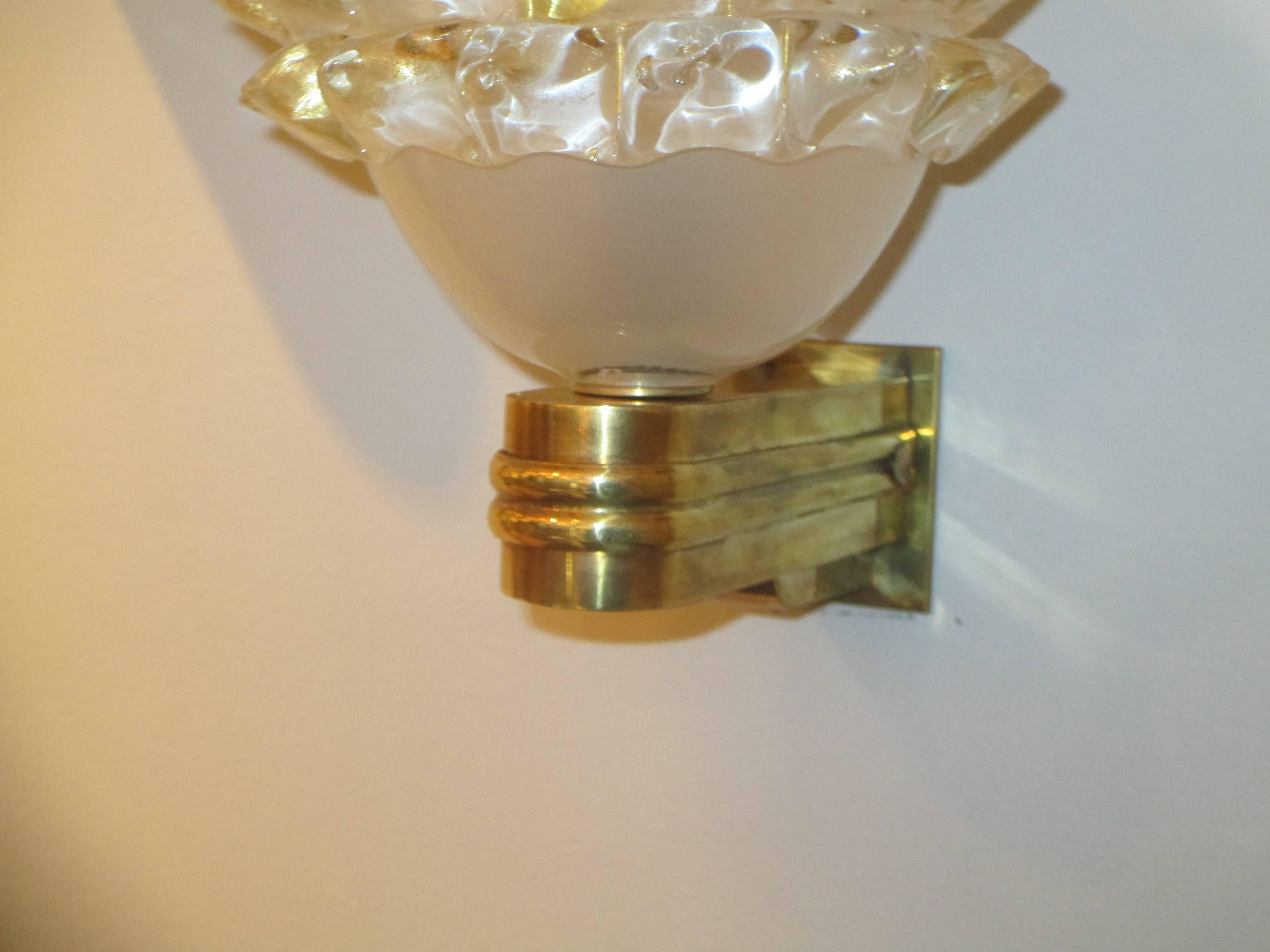 Italiano Pair of Custom Contemporary Barovier Toso Murano Sconces in vendita