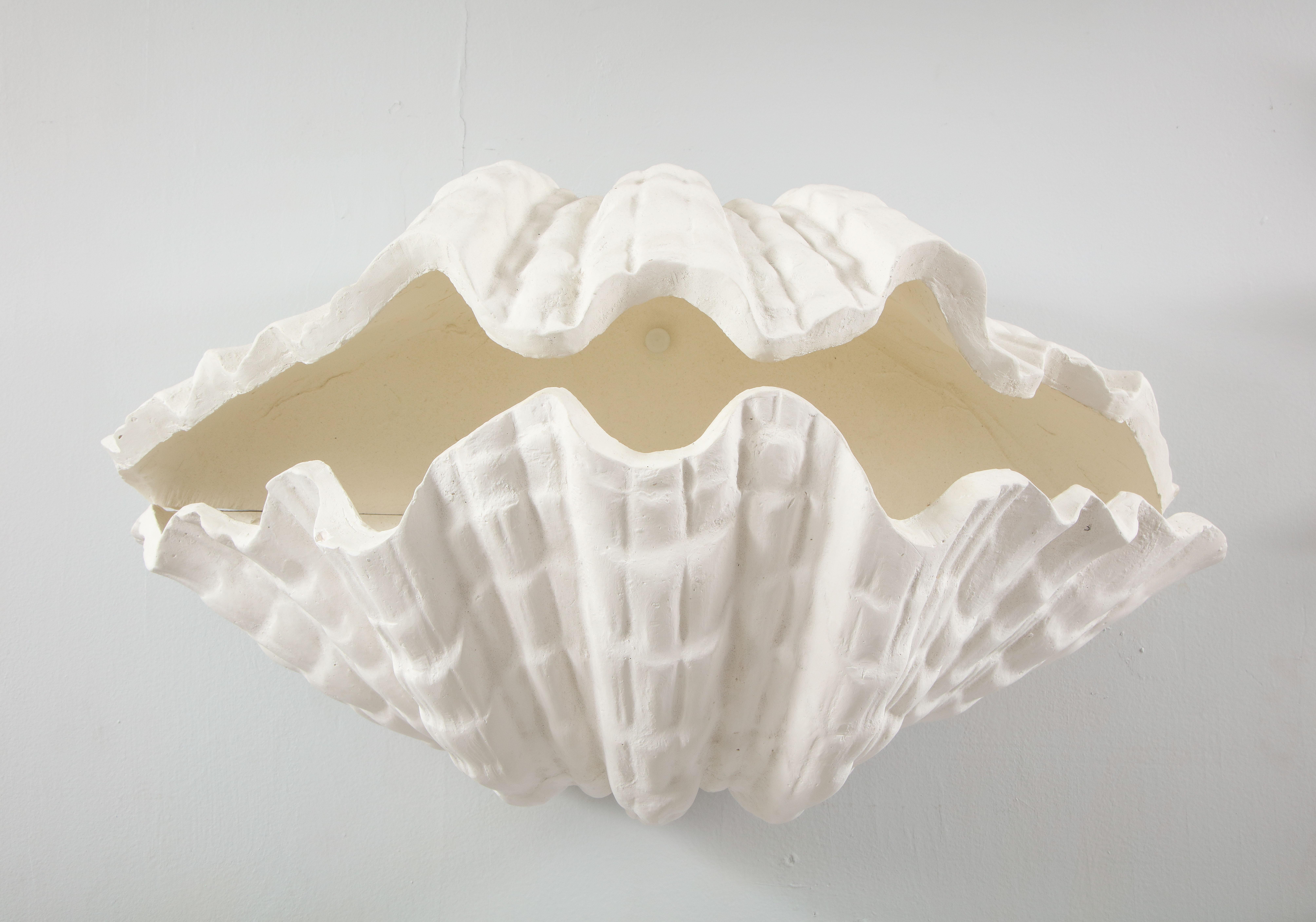 Pair of custom coquillage plaster sconces.
Please note that these are customizable.
All our plaster lighting is UL wired.
NOTE: We highly recommend that our plaster items be crated when in transport.
 