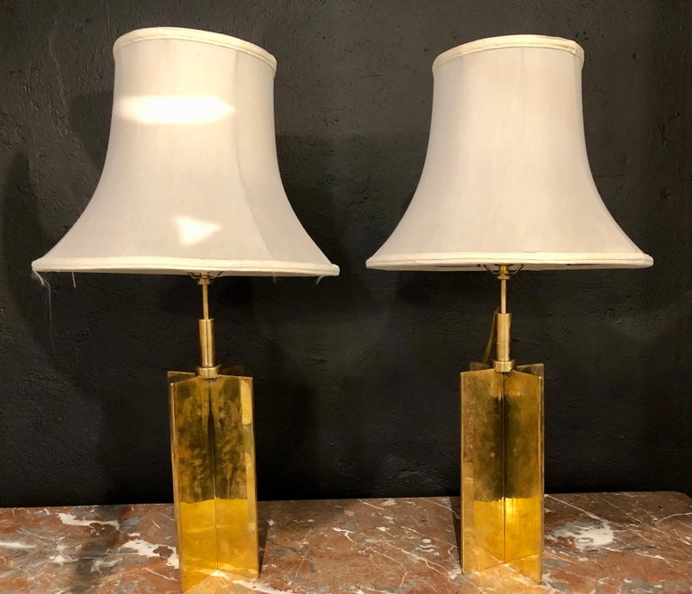 Hand-Crafted Pair of Custom Croisillion Lamps in The Jean Michel Frank Manner For Sale