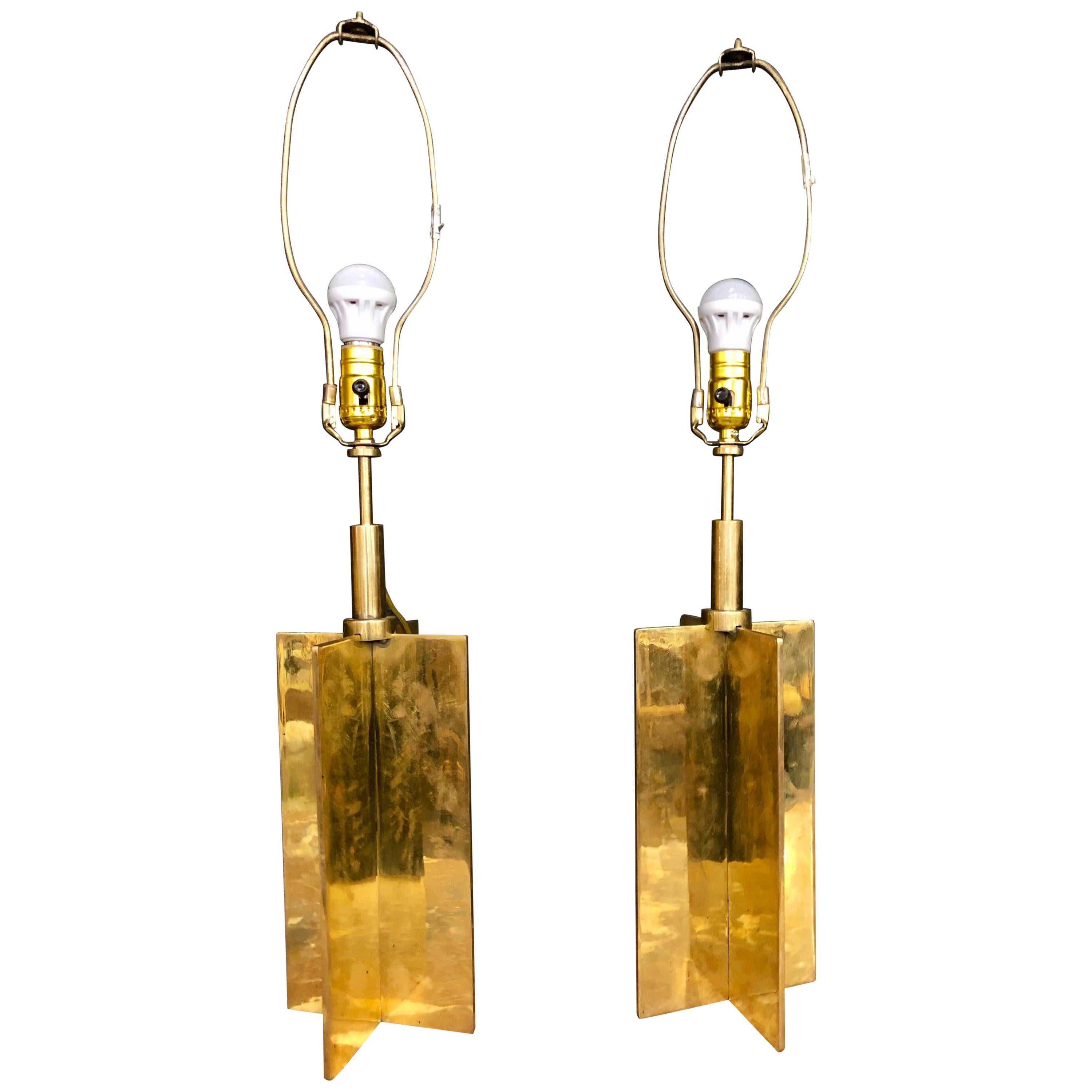 Pair of Custom Croisillion Lamps in The Jean Michel Frank Manner