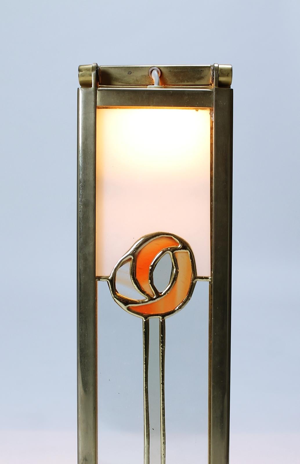 Metal Pair of Custom Design Table Lamps in Manner of Charles Rennie Mackintosh