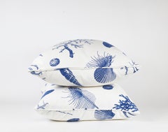 Pair of Custom Down Blue Shell Pillows