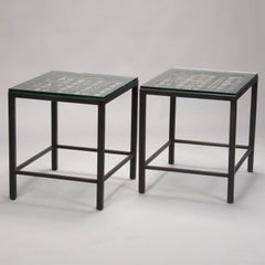 Pair of Custom End Tables Made with Decorative French Grill