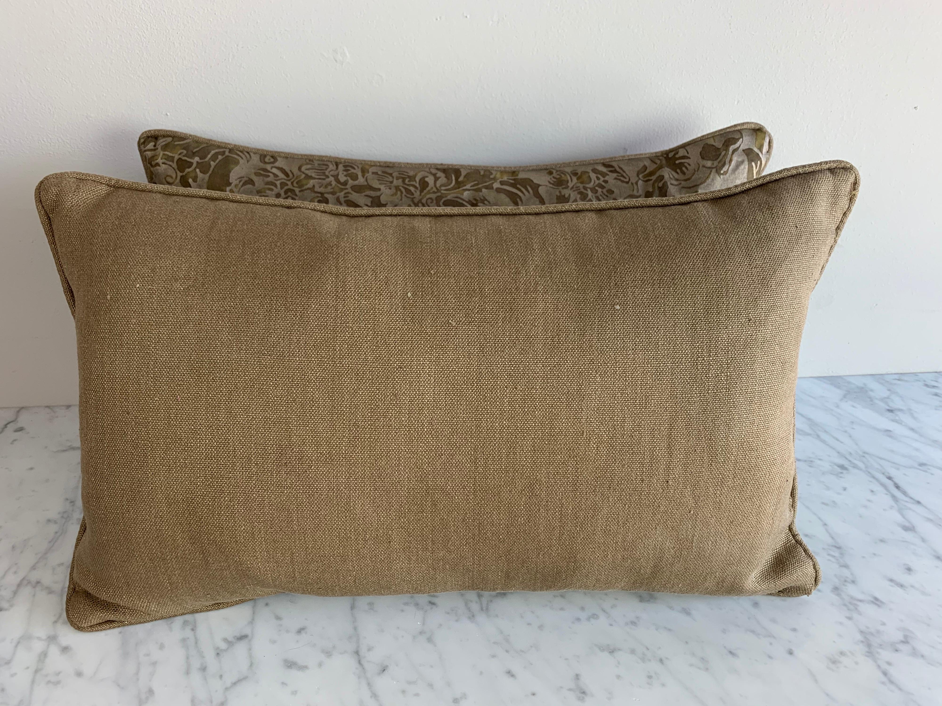 Pair of Custom Fortuny Lumbar Pillows For Sale 1