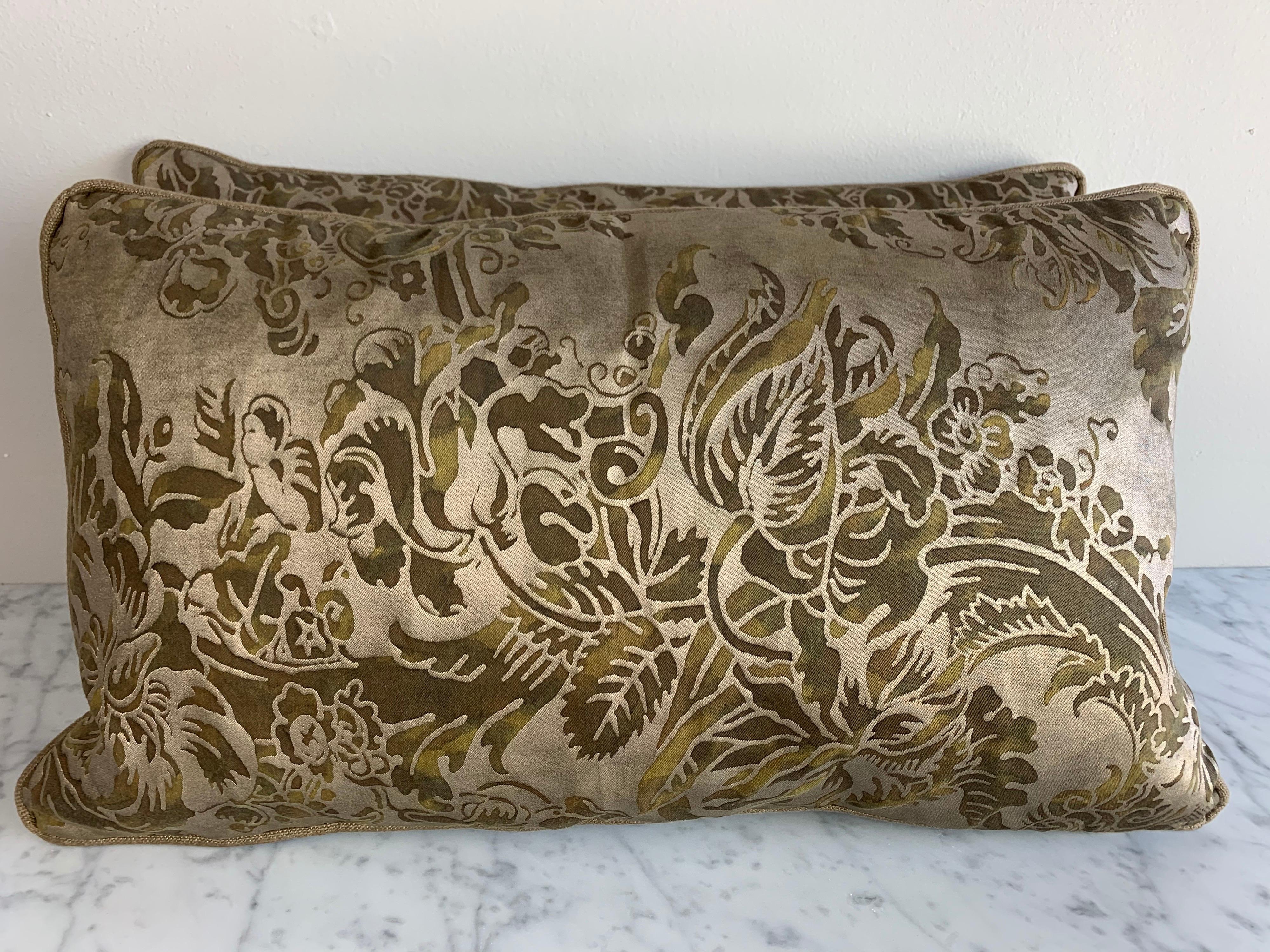 Baroque Pair of Custom Fortuny Lumbar Pillows For Sale