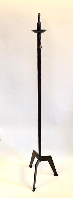 Pair of Custom French Art Deco Wrought Iron Floor Lamps, style of Raymond Subes