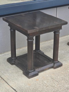 Pair of Custom Fumed Oak Neoclassical Side Tables, Refectory Style