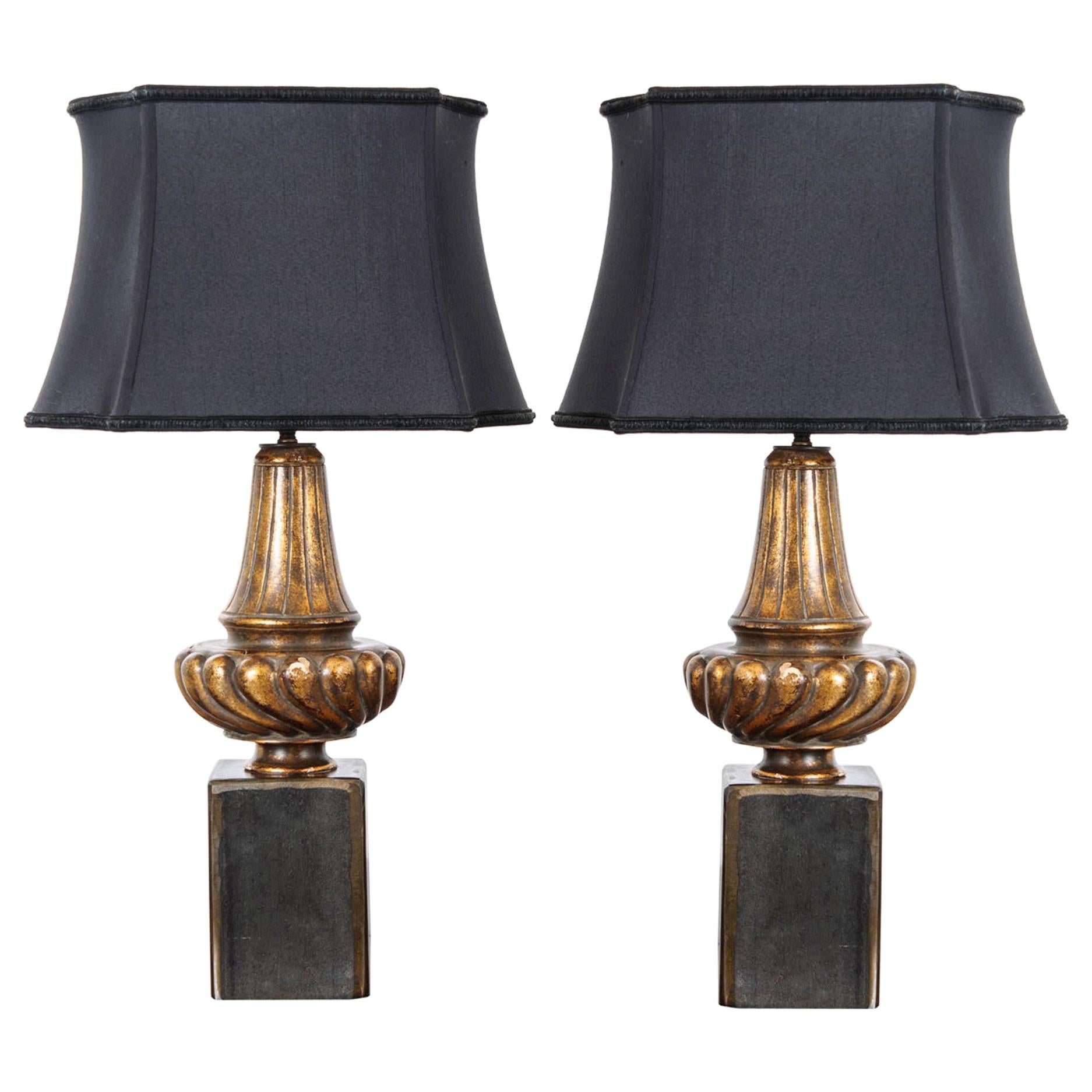 Pair of Custom Gilt Lamps For Sale
