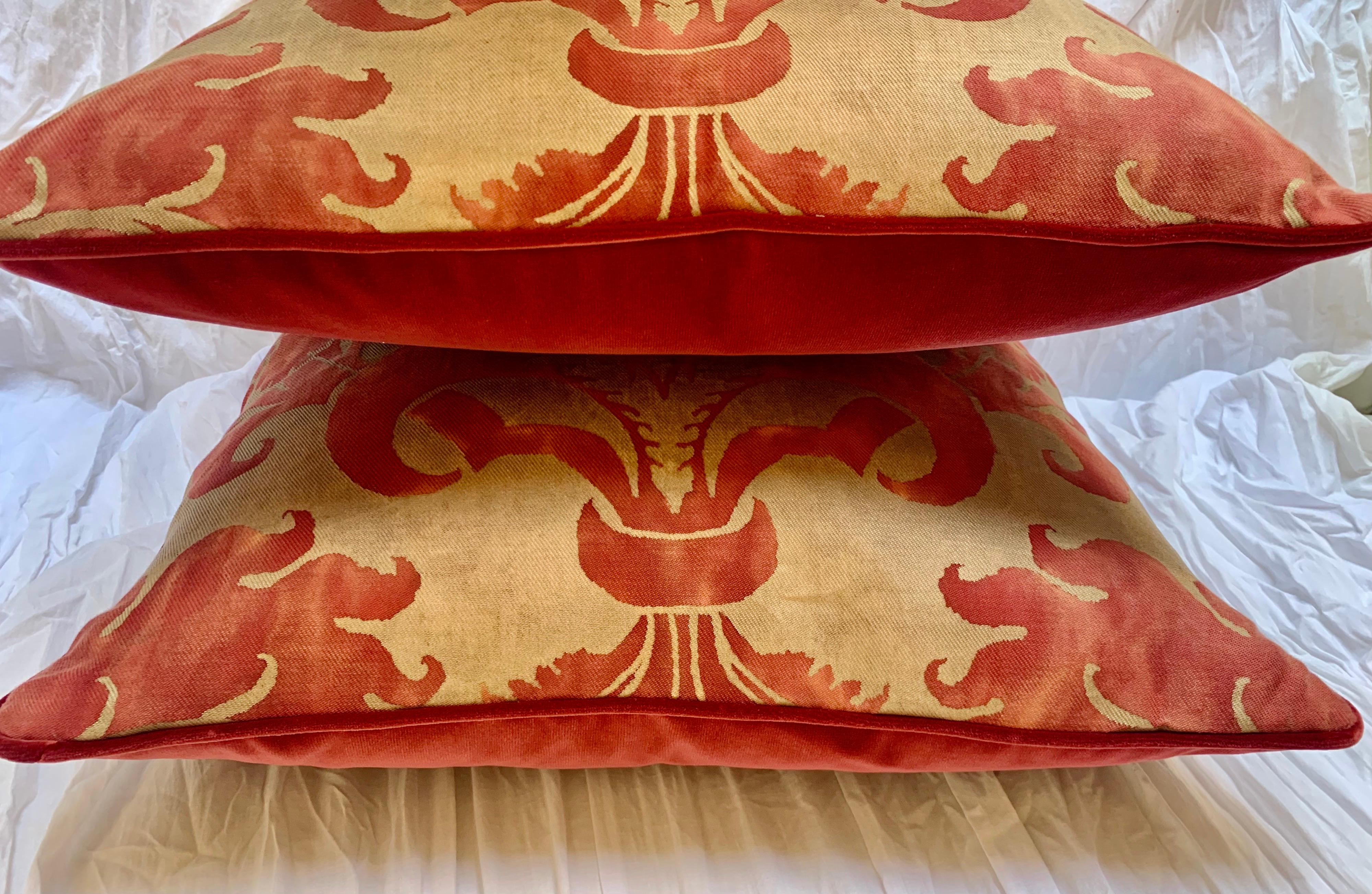 Mid-20th Century Pair of Custom Glicine Patterned Fortuny Pillows