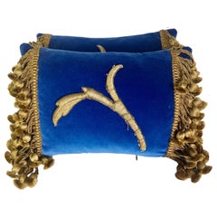 Pair of Custom Gold Metallic Appliqué Velvet Pillows by MLA