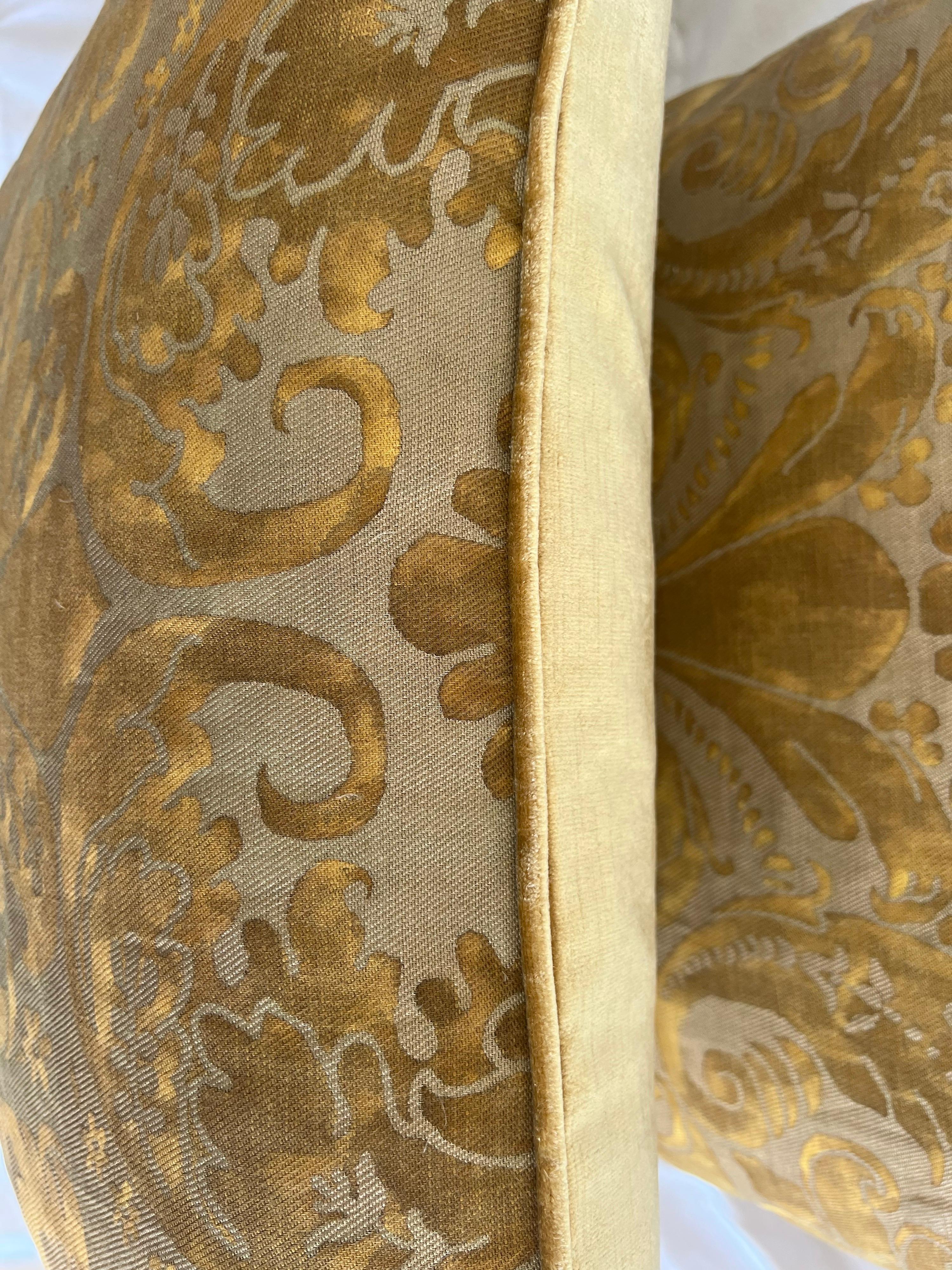Pair of Custom Golden Fortuny Pillows In New Condition In Los Angeles, CA