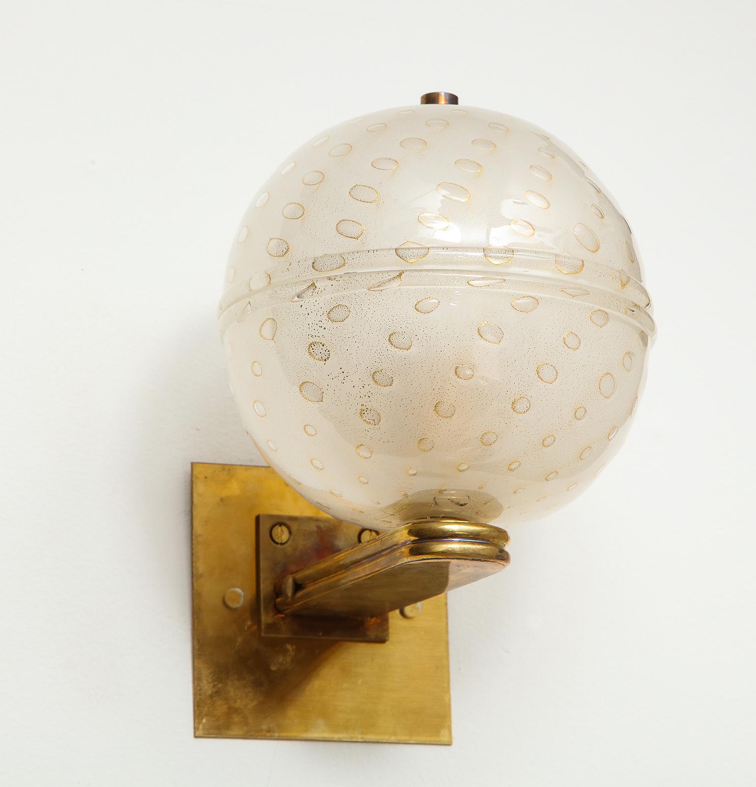 Pair of Custom Handcrafted Murano Glass Sphere-Shaped Sconces 1